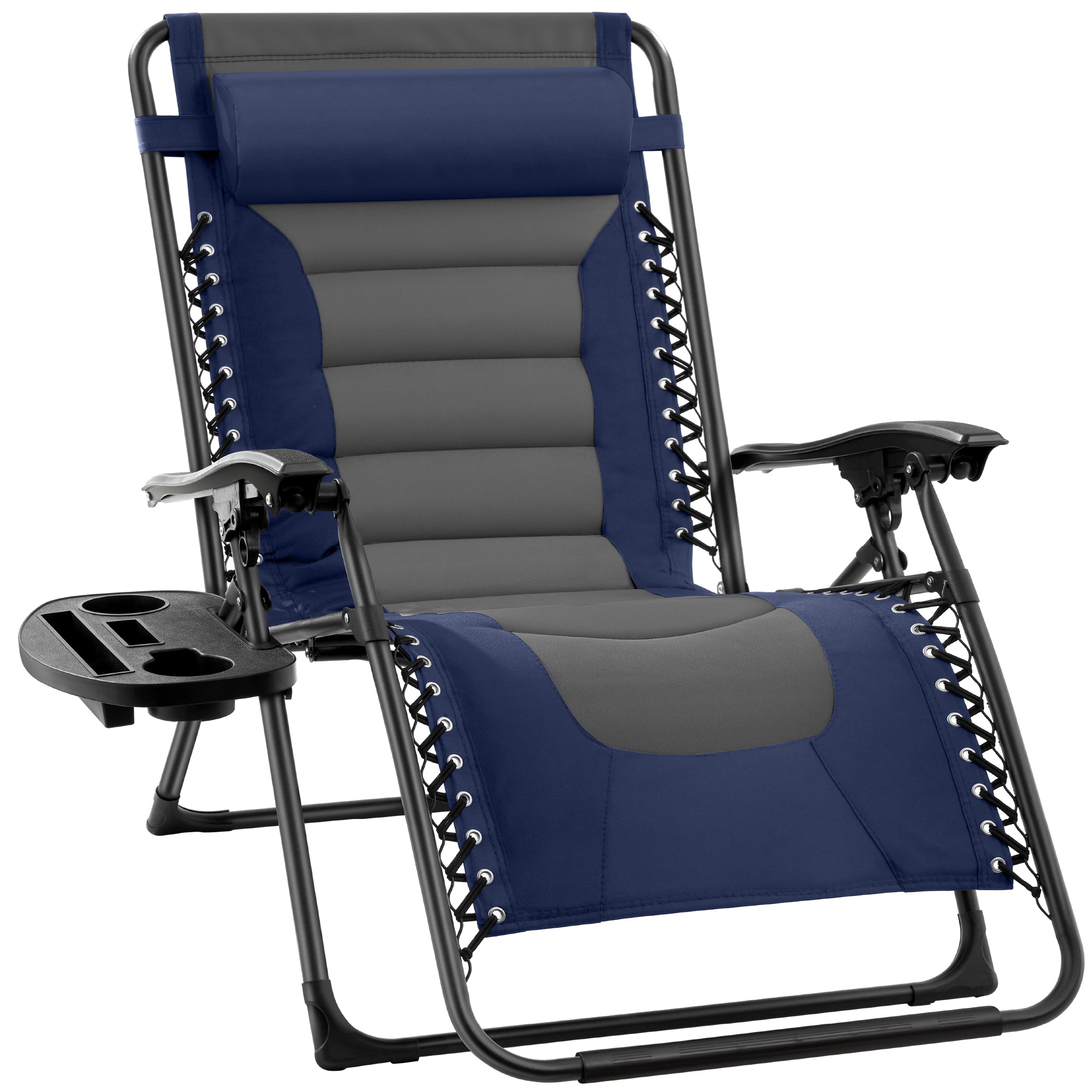 Luxurious Oversized Zero-Gravity Chair — Folding Recliner with Padded Comfort, Headrest and Side Tray