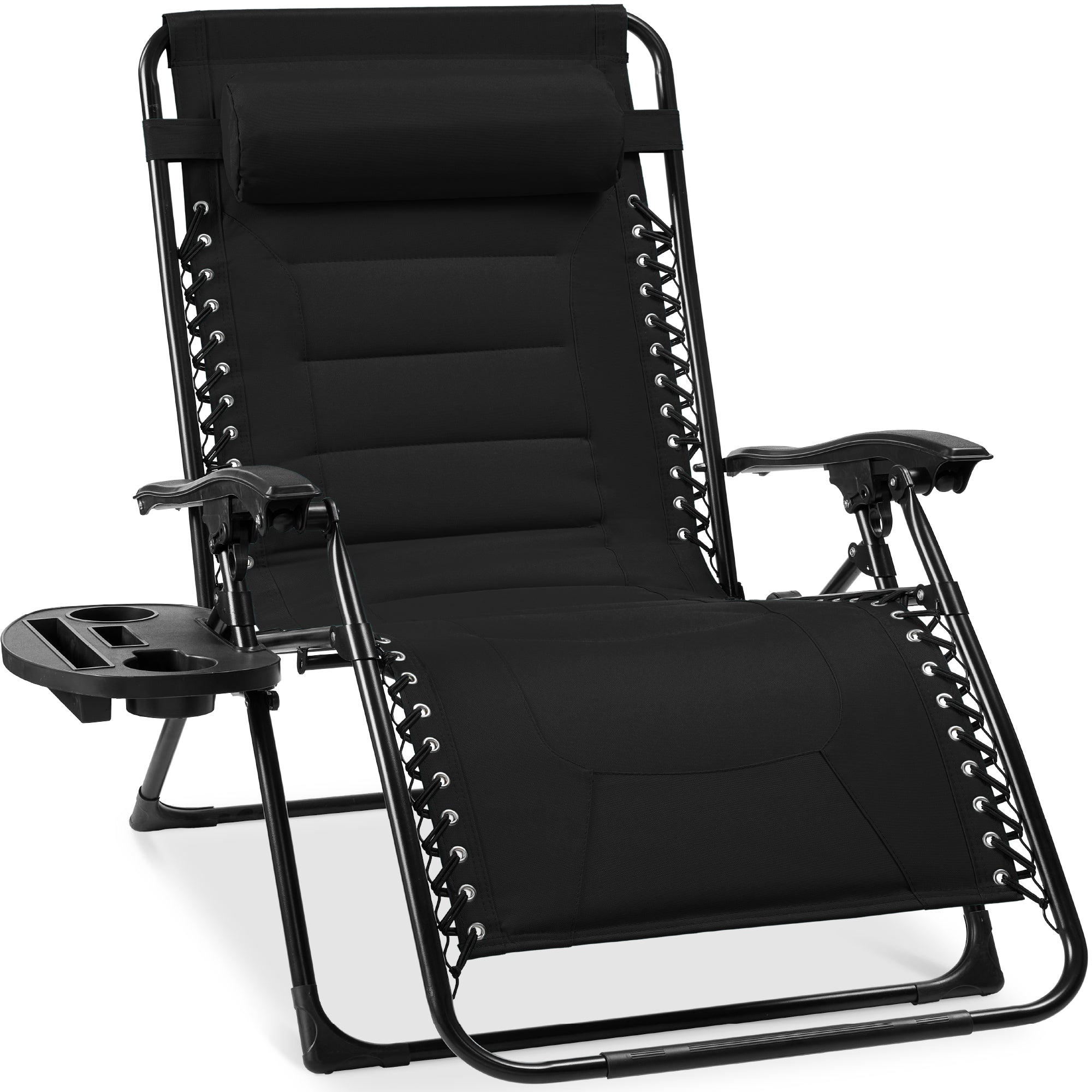 Luxurious Oversized Zero-Gravity Chair — Folding Recliner with Padded Comfort, Headrest and Side Tray