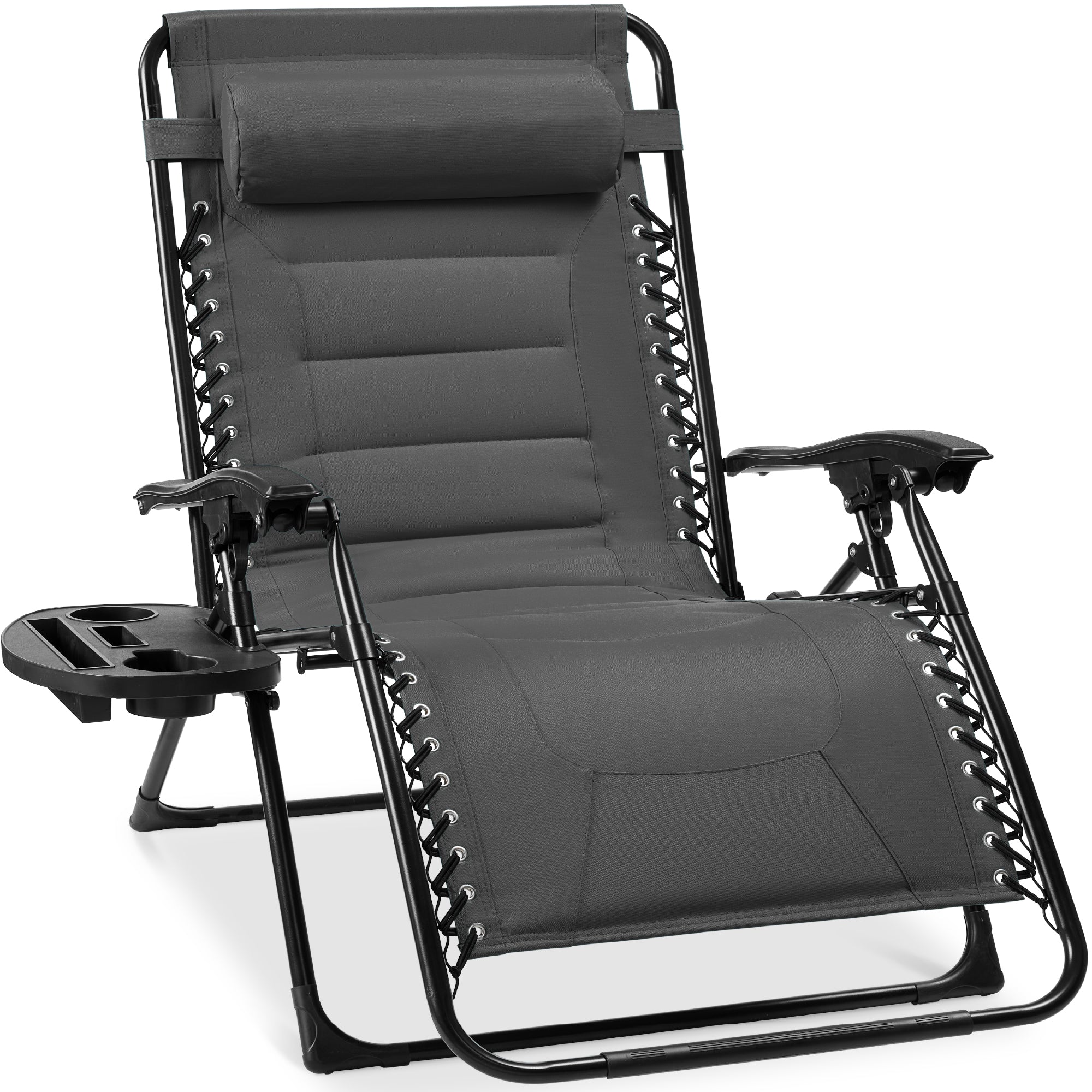 Luxurious Oversized Zero-Gravity Chair — Folding Recliner with Padded Comfort, Headrest and Side Tray