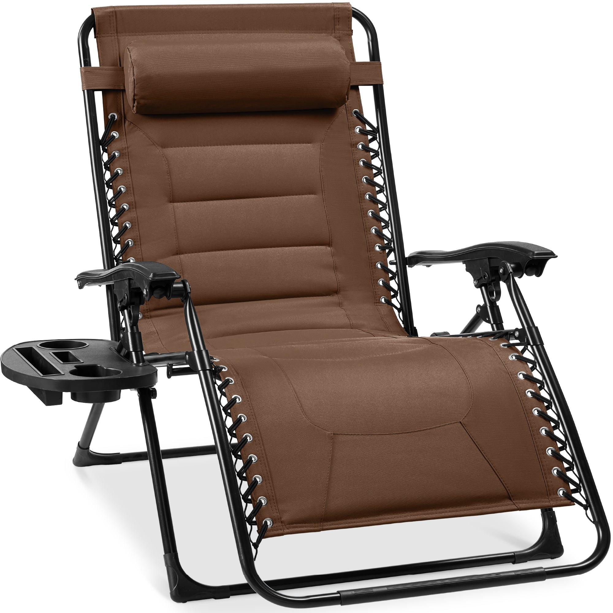 Luxurious Oversized Zero-Gravity Chair — Folding Recliner with Padded Comfort, Headrest and Side Tray