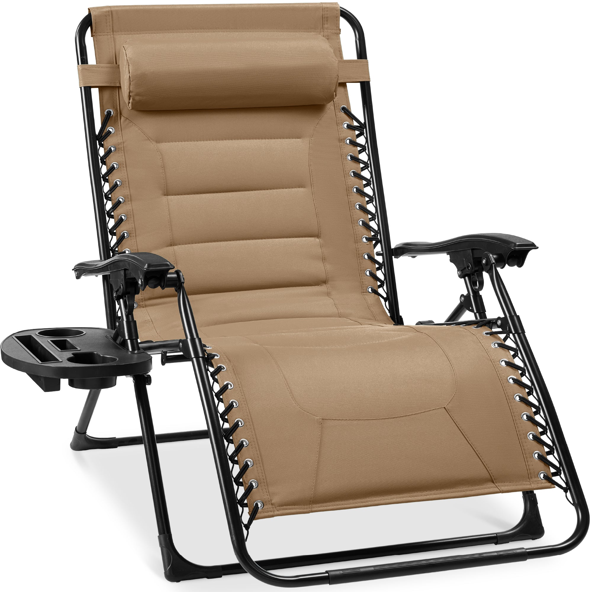 Luxurious Oversized Zero-Gravity Chair — Folding Recliner with Padded Comfort, Headrest and Side Tray