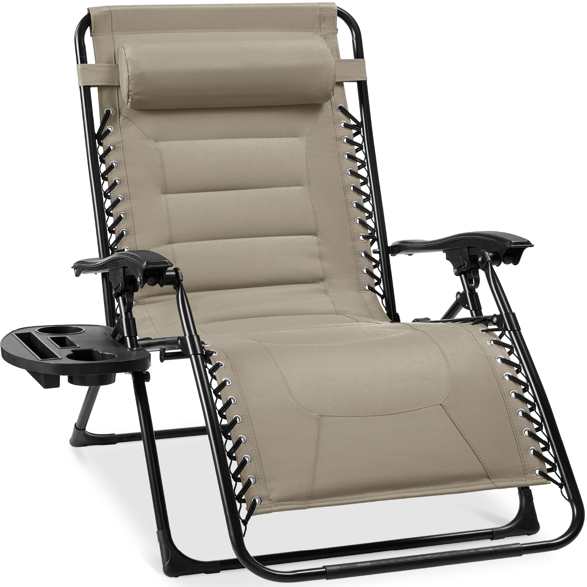 Luxurious Oversized Zero-Gravity Chair — Folding Recliner with Padded Comfort, Headrest and Side Tray
