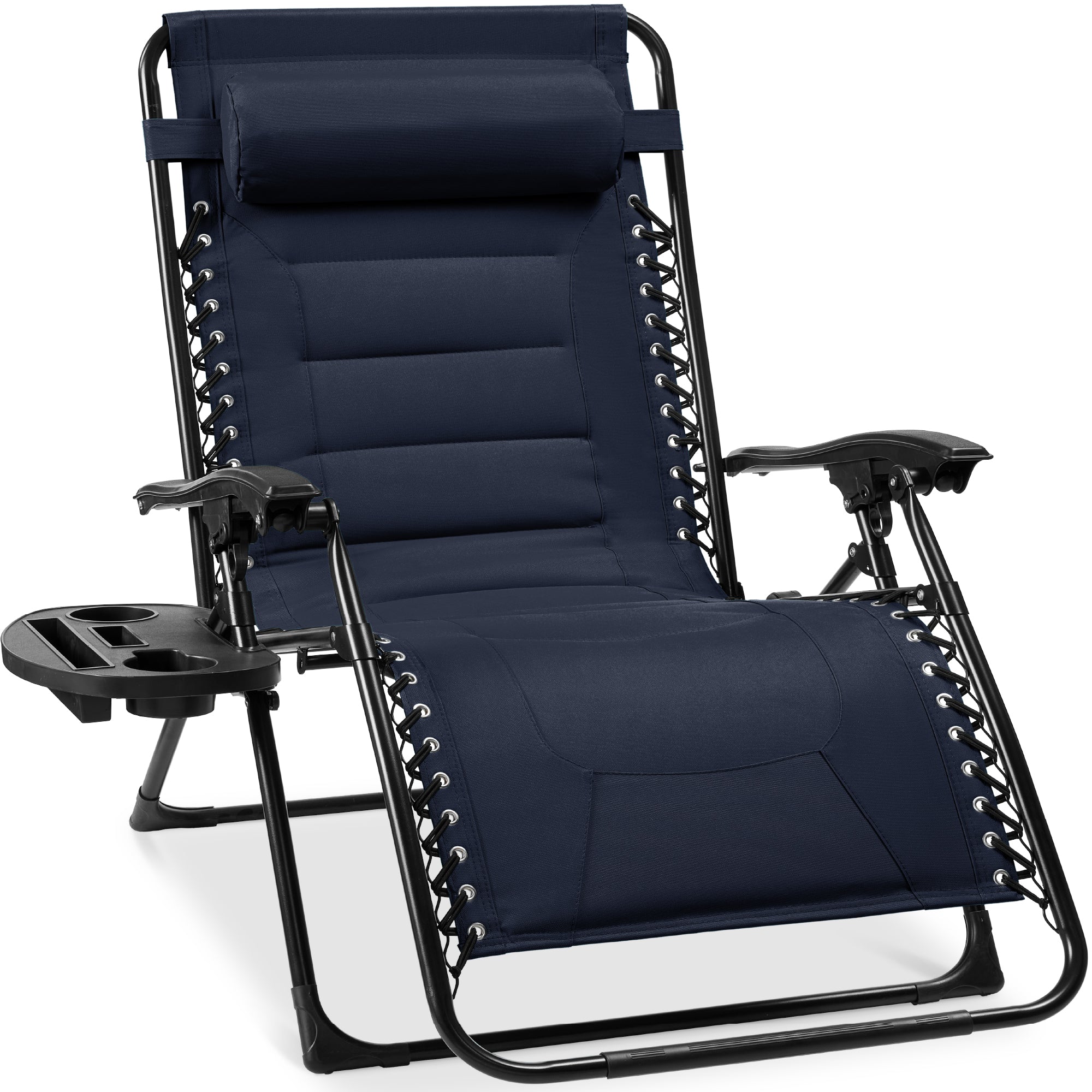 Luxurious Oversized Zero-Gravity Chair — Folding Recliner with Padded Comfort, Headrest and Side Tray
