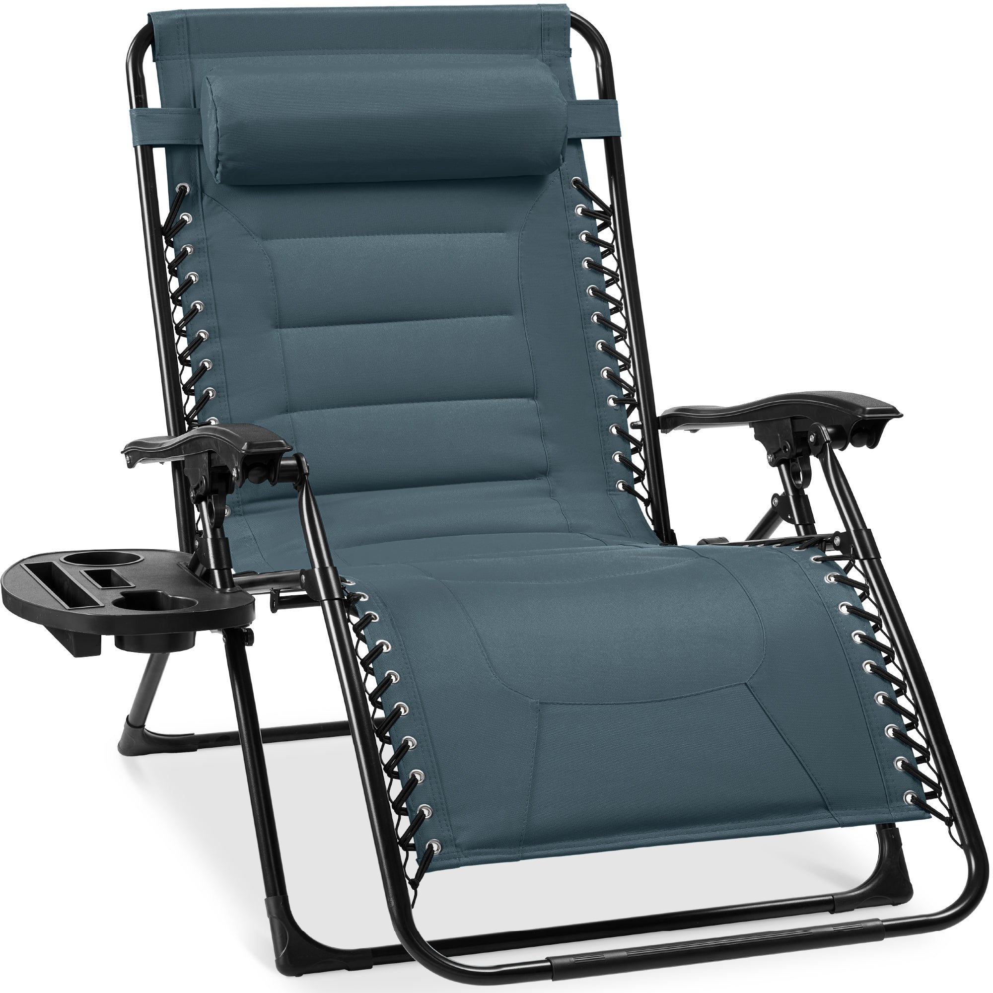 Luxurious Oversized Zero-Gravity Chair — Folding Recliner with Padded Comfort, Headrest and Side Tray