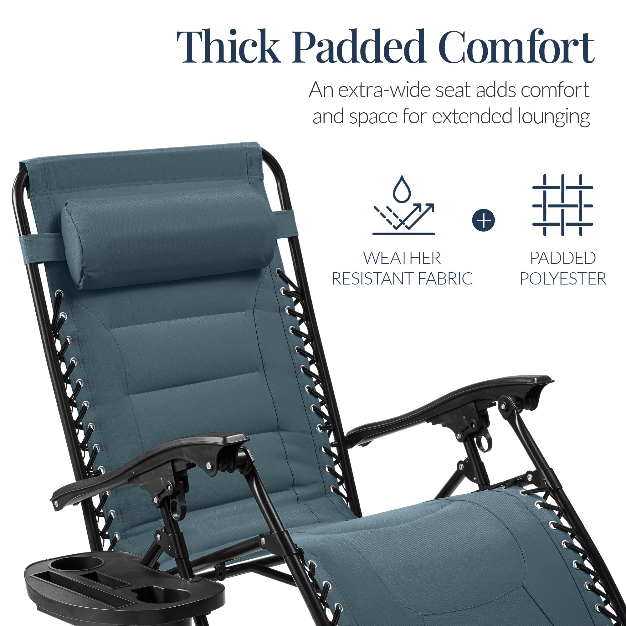 Luxurious Oversized Zero-Gravity Chair — Folding Recliner with Padded Comfort, Headrest and Side Tray
