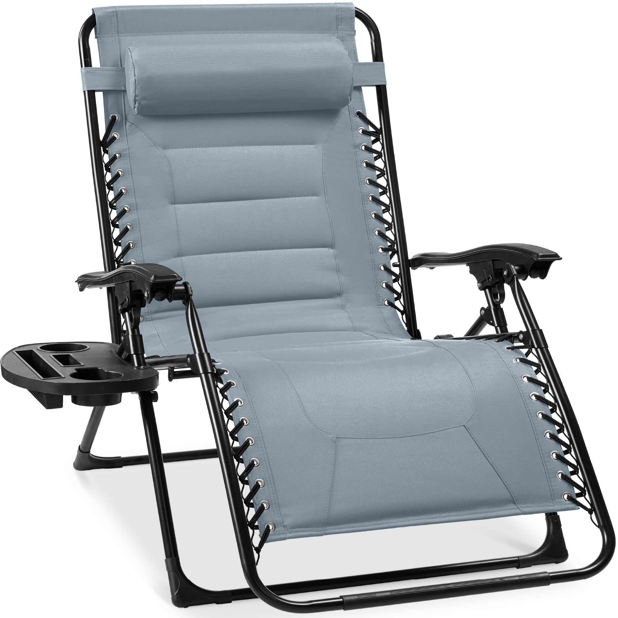 Luxurious Oversized Zero-Gravity Chair — Folding Recliner with Padded Comfort, Headrest and Side Tray