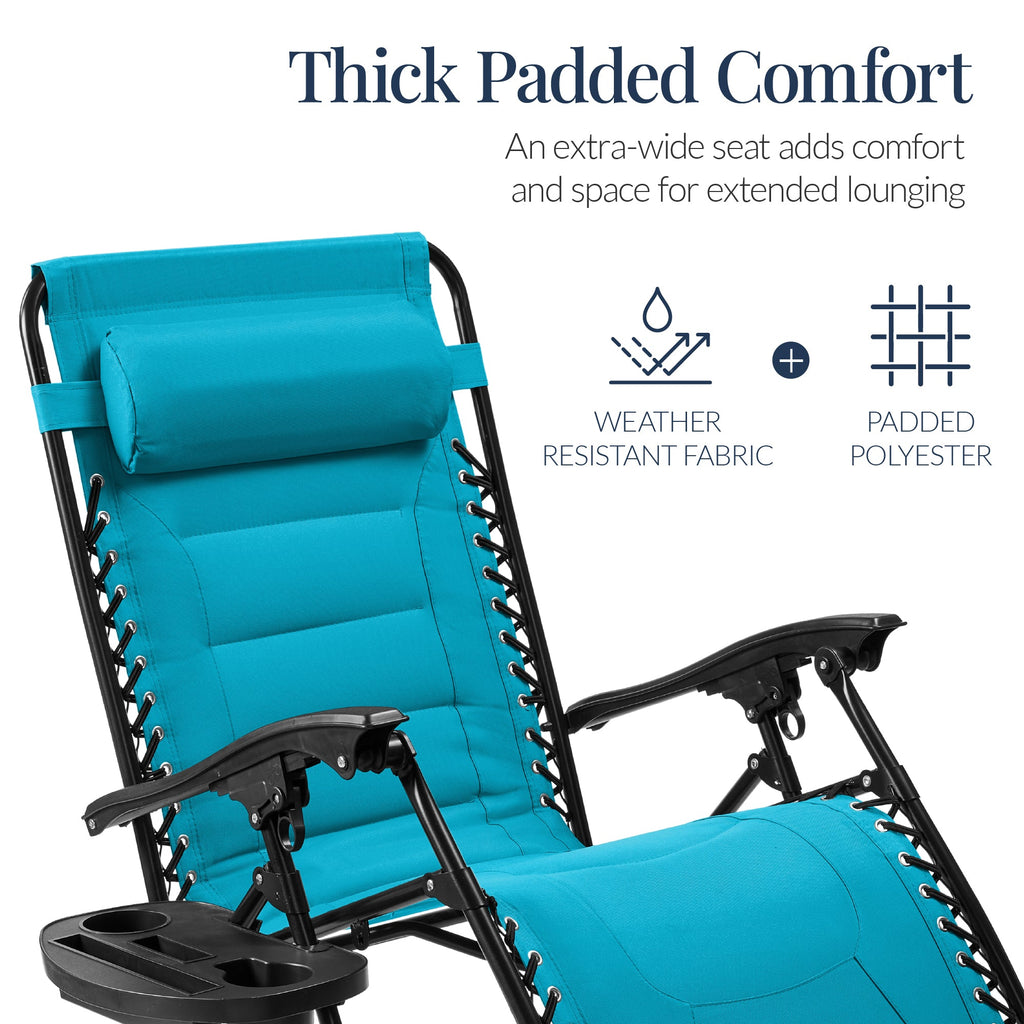 Luxurious Oversized Zero-Gravity Chair — Folding Recliner with Padded Comfort, Headrest and Side Tray