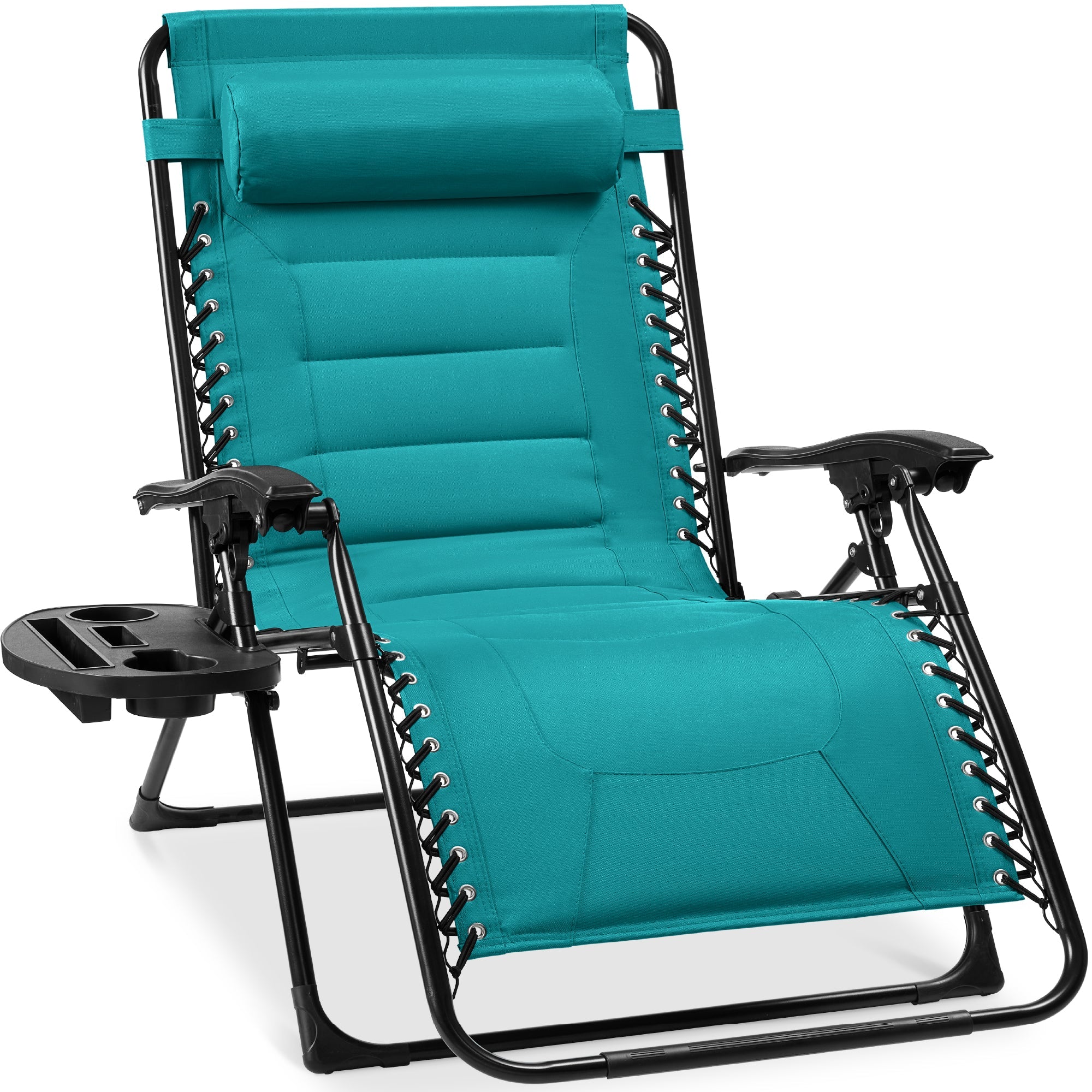 Luxurious Oversized Zero-Gravity Chair — Folding Recliner with Padded Comfort, Headrest and Side Tray