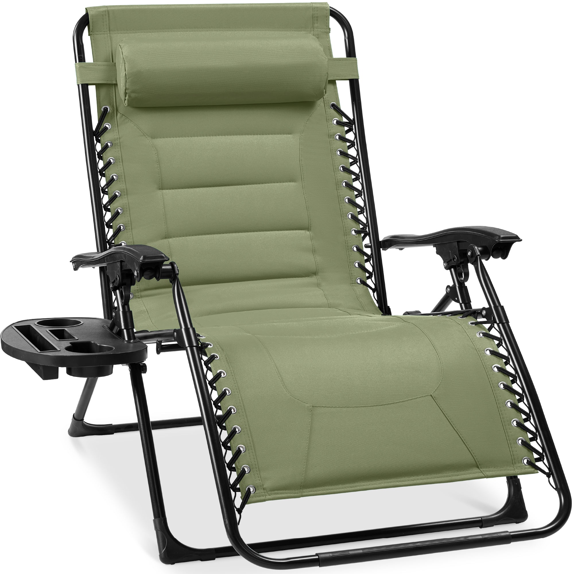 Luxurious Oversized Zero-Gravity Chair — Folding Recliner with Padded Comfort, Headrest and Side Tray
