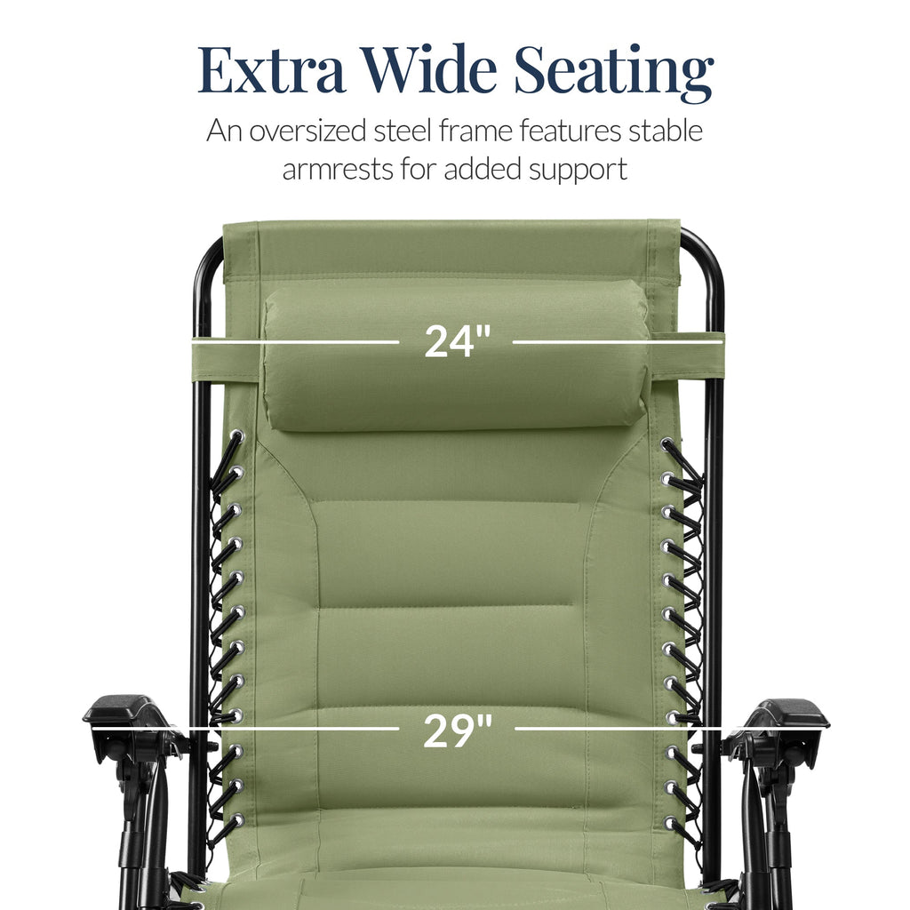Luxurious Oversized Zero-Gravity Chair — Folding Recliner with Padded Comfort, Headrest and Side Tray