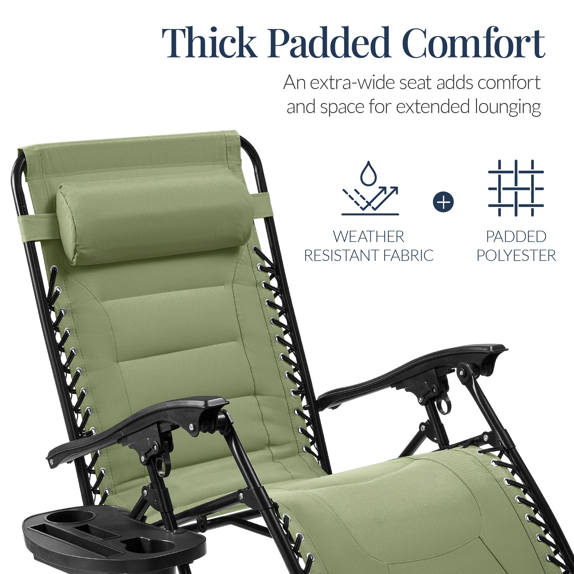 Luxurious Oversized Zero-Gravity Chair — Folding Recliner with Padded Comfort, Headrest and Side Tray