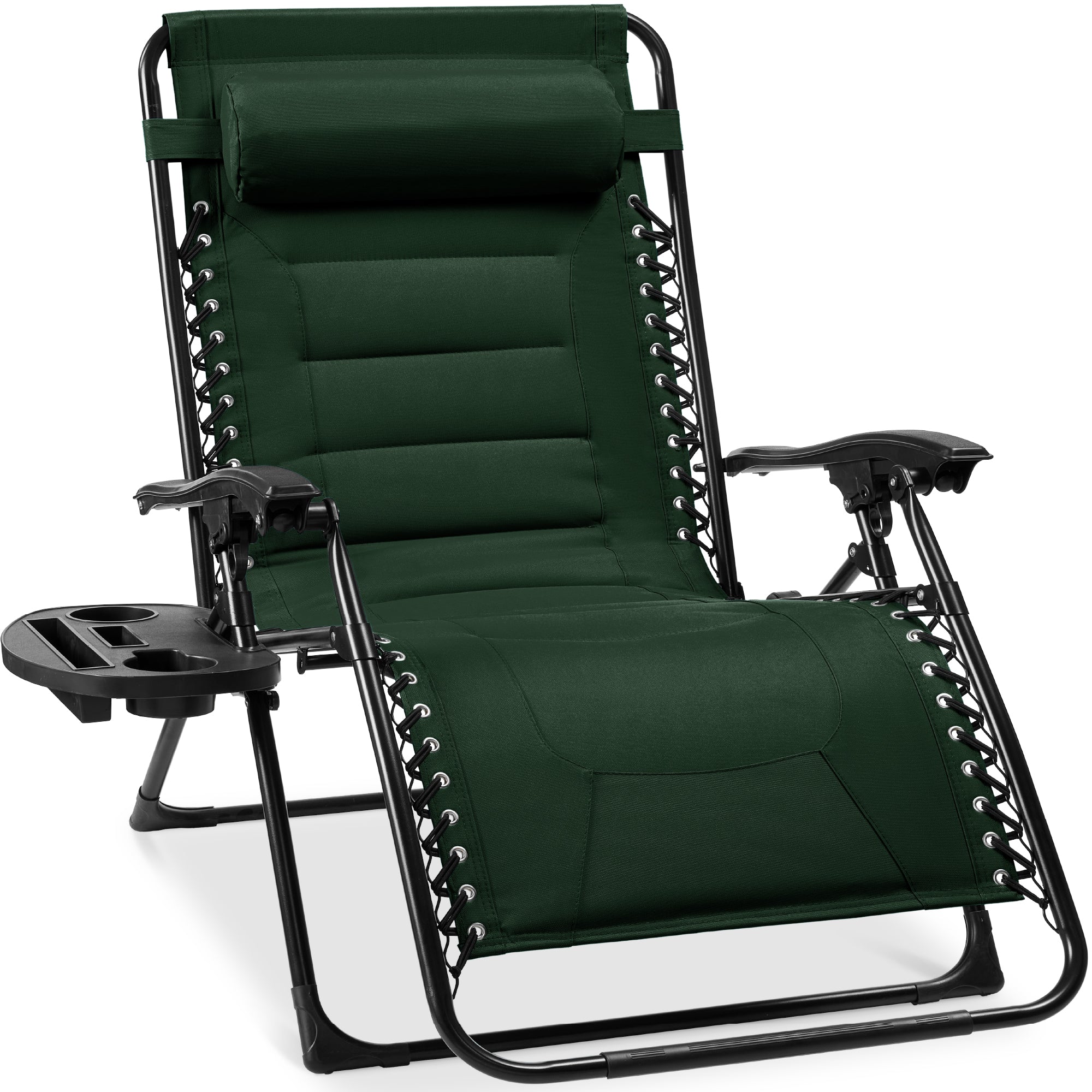 Luxurious Oversized Zero-Gravity Chair — Folding Recliner with Padded Comfort, Headrest and Side Tray