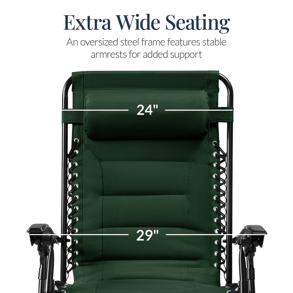 Luxurious Oversized Zero-Gravity Chair — Folding Recliner with Padded Comfort, Headrest and Side Tray