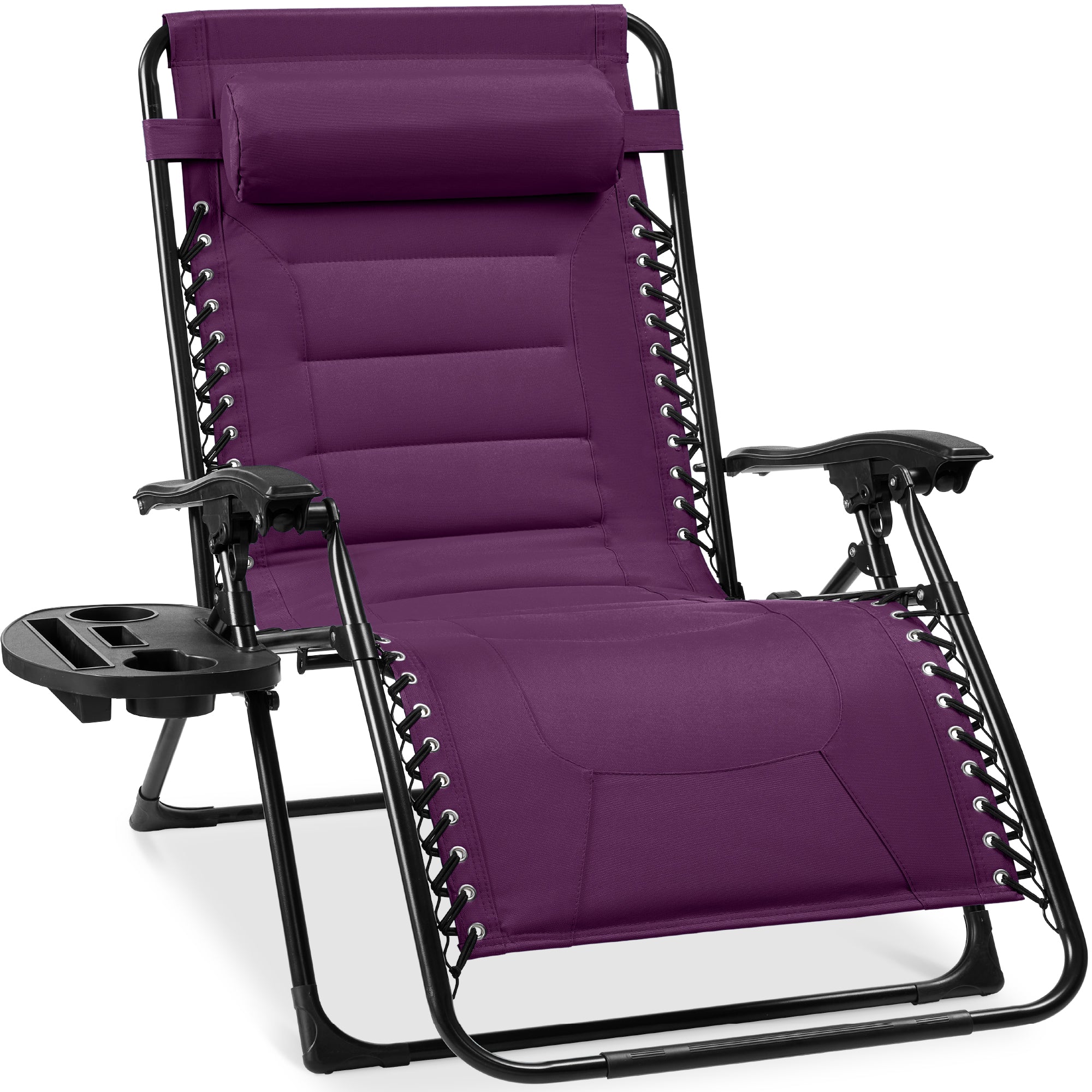 Luxurious Oversized Zero-Gravity Chair — Folding Recliner with Padded Comfort, Headrest and Side Tray