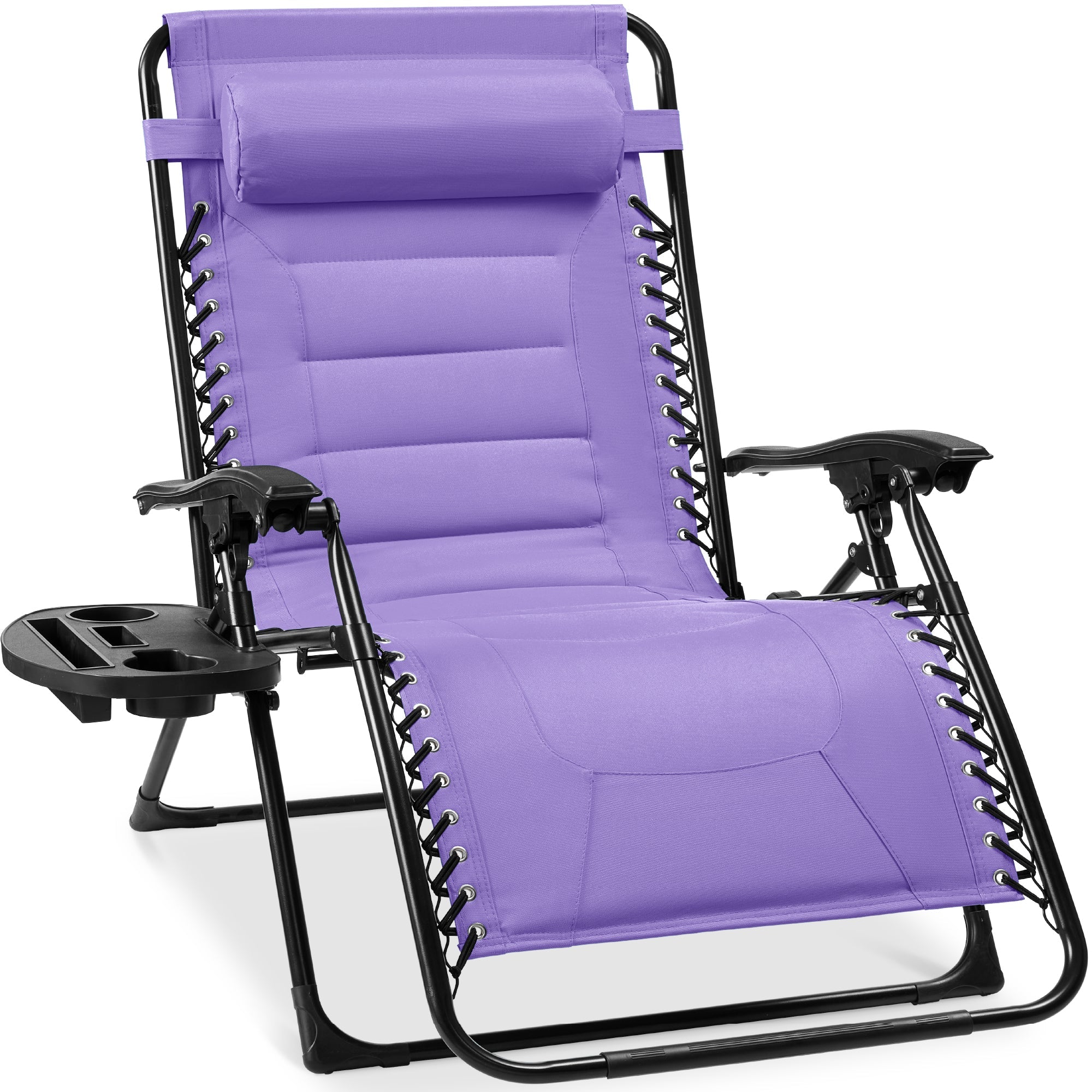 Luxurious Oversized Zero-Gravity Chair — Folding Recliner with Padded Comfort, Headrest and Side Tray