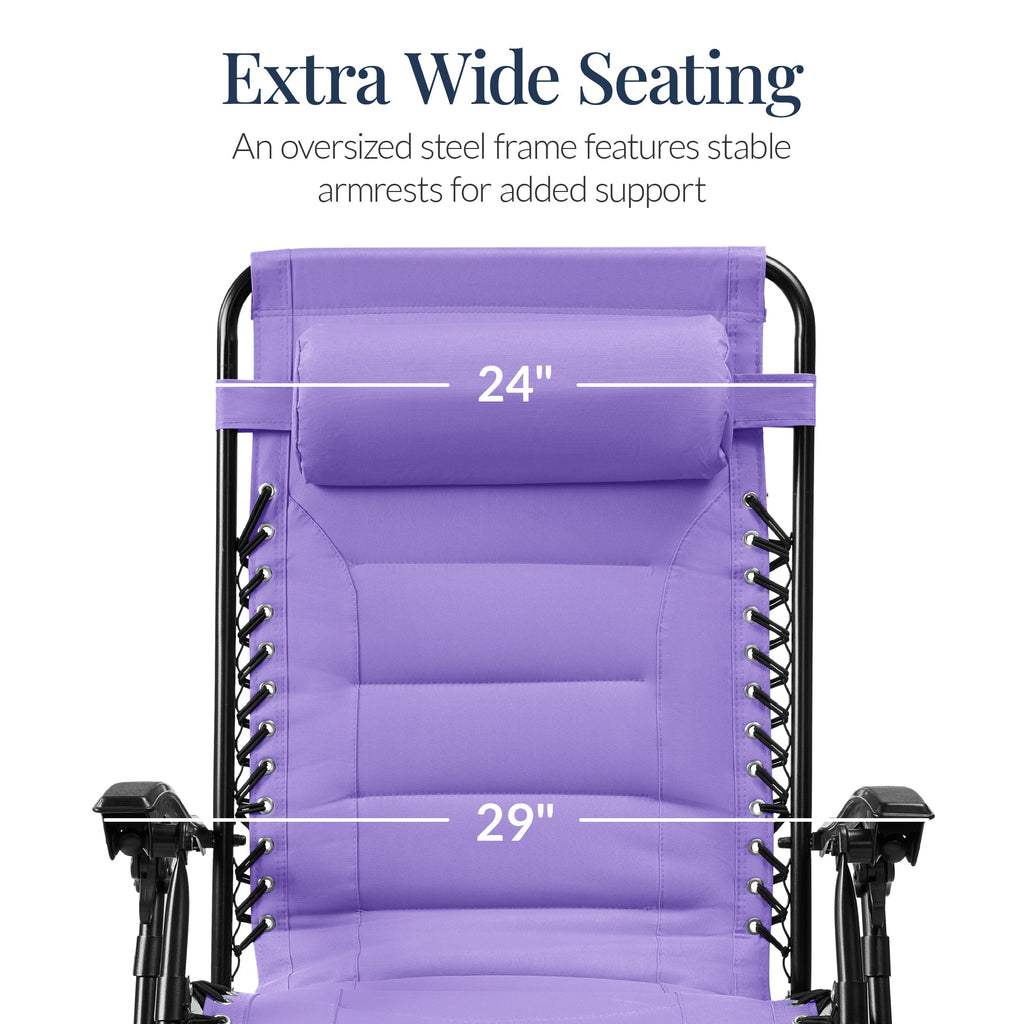 Luxurious Oversized Zero-Gravity Chair — Folding Recliner with Padded Comfort, Headrest and Side Tray