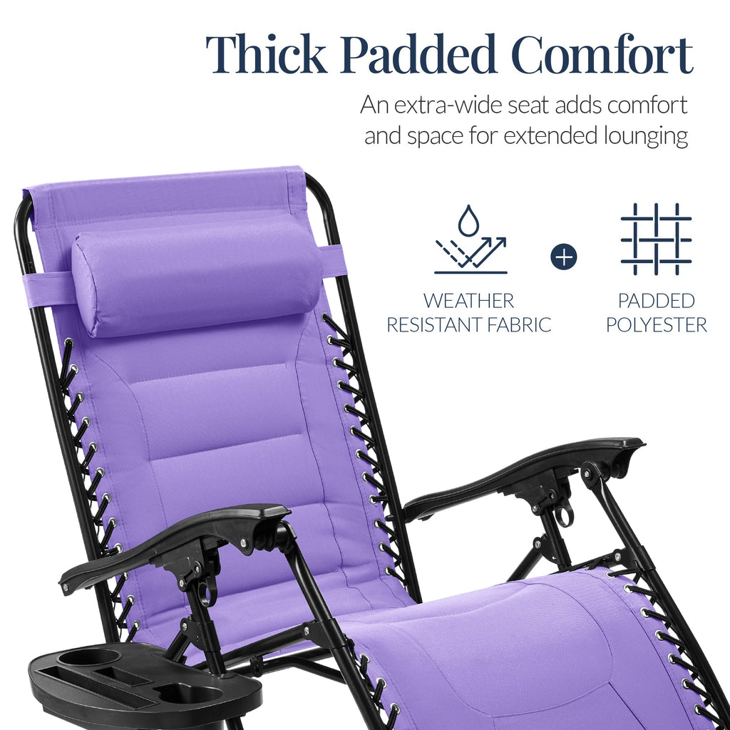 Luxurious Oversized Zero-Gravity Chair — Folding Recliner with Padded Comfort, Headrest and Side Tray