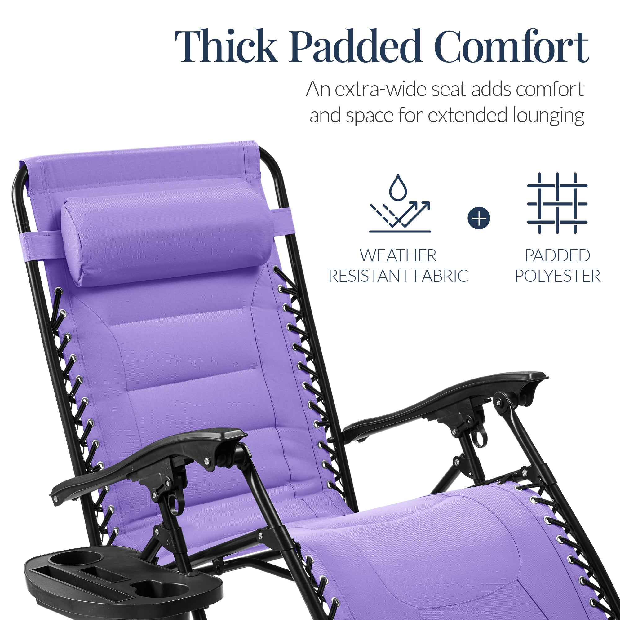 Luxurious Oversized Zero-Gravity Chair — Folding Recliner with Padded Comfort, Headrest and Side Tray