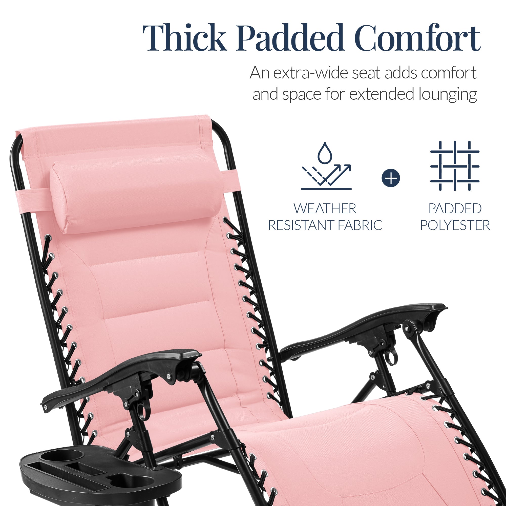 Luxurious Oversized Zero-Gravity Chair — Folding Recliner with Padded Comfort, Headrest and Side Tray