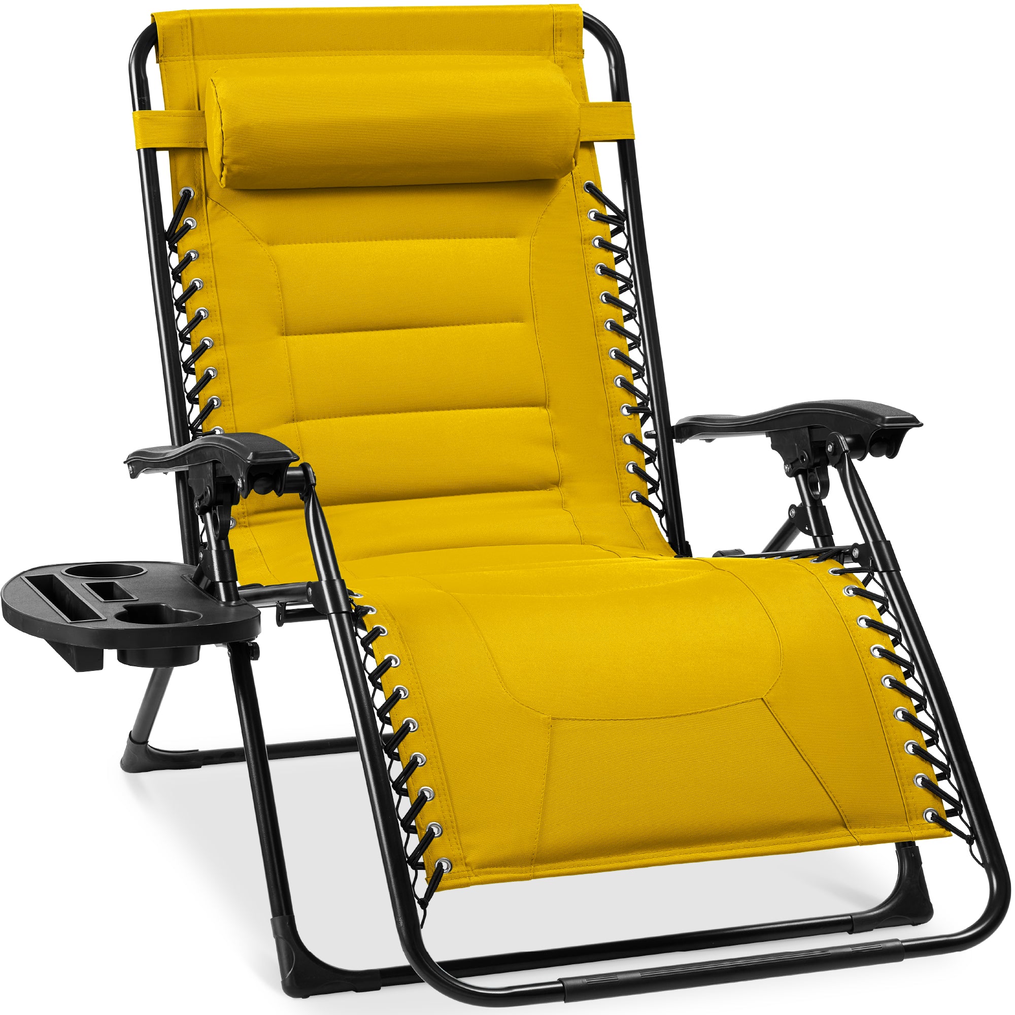 Luxurious Oversized Zero-Gravity Chair — Folding Recliner with Padded Comfort, Headrest and Side Tray