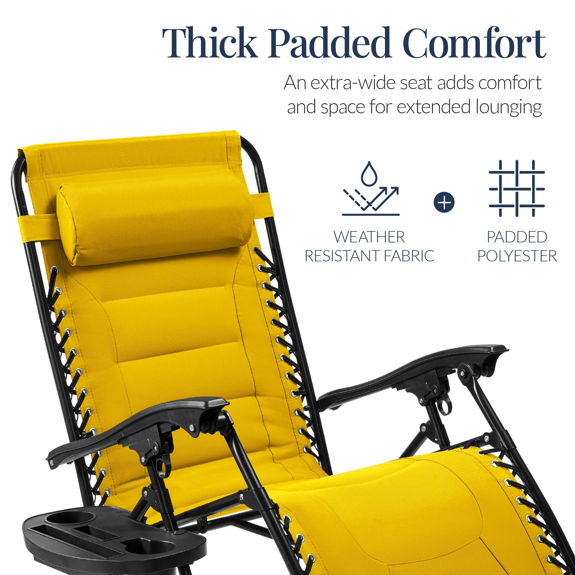 Luxurious Oversized Zero-Gravity Chair — Folding Recliner with Padded Comfort, Headrest and Side Tray