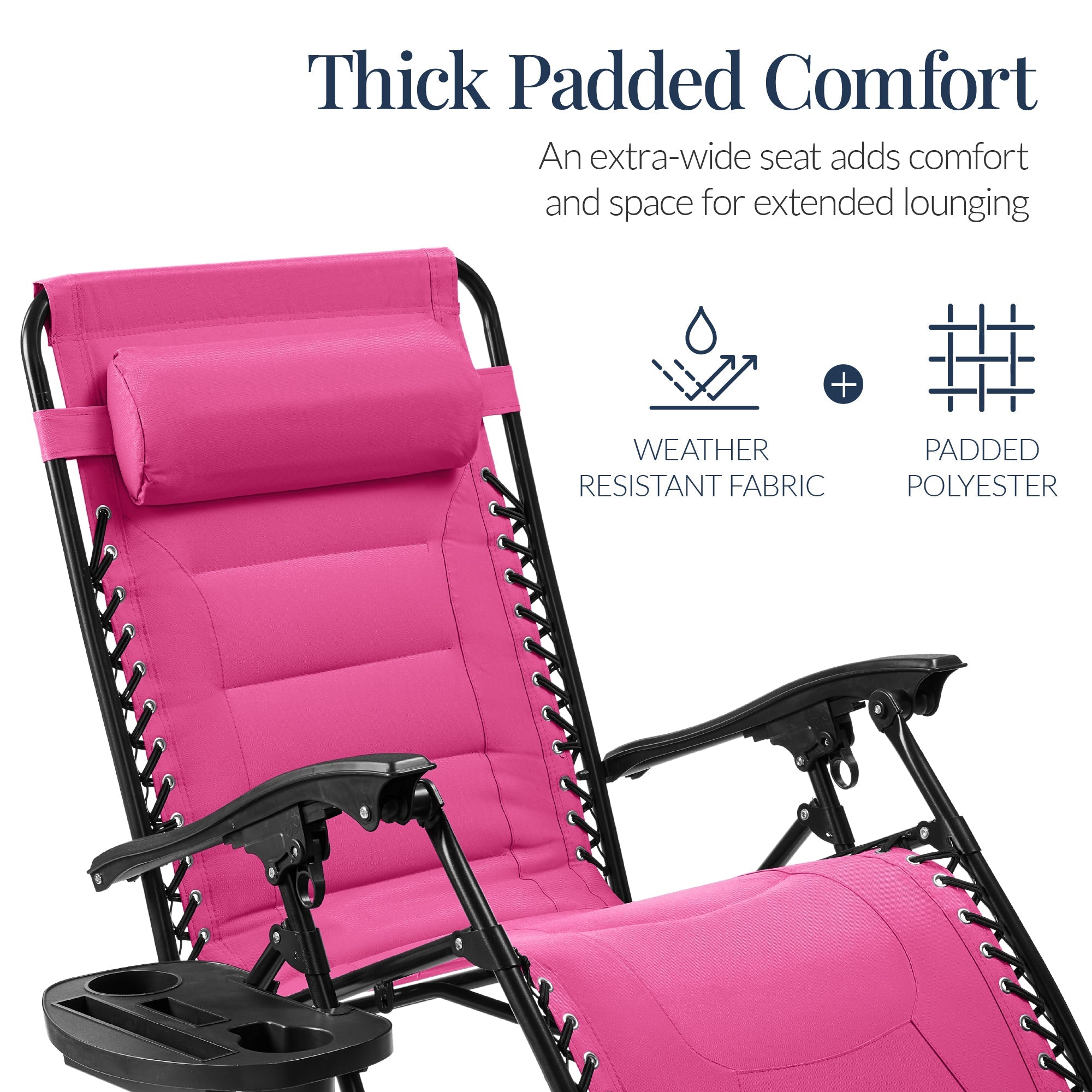 Luxurious Oversized Zero-Gravity Chair — Folding Recliner with Padded Comfort, Headrest and Side Tray