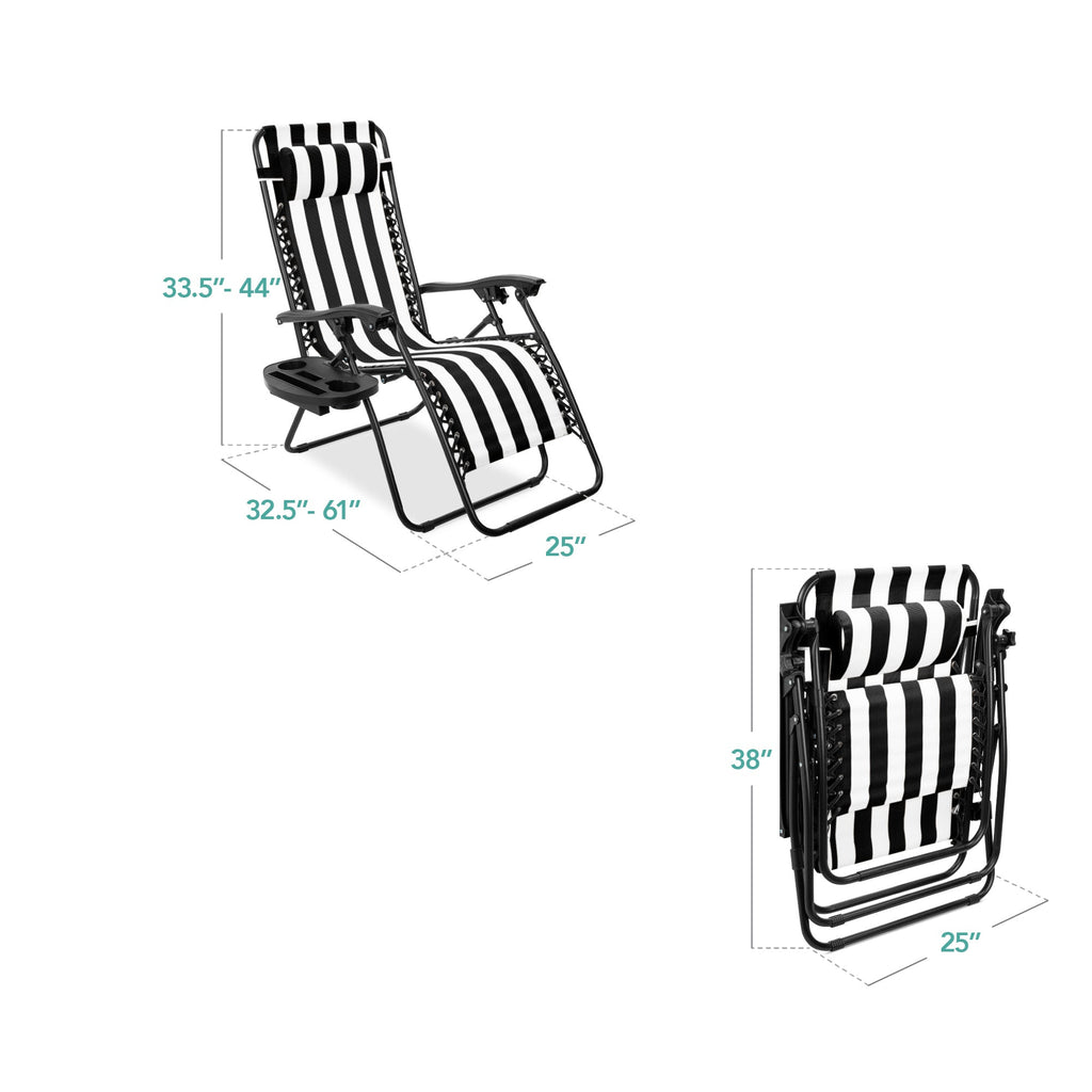 Zero Gravity Recliner Chairs - Set of 2 with Cup Holder Trays