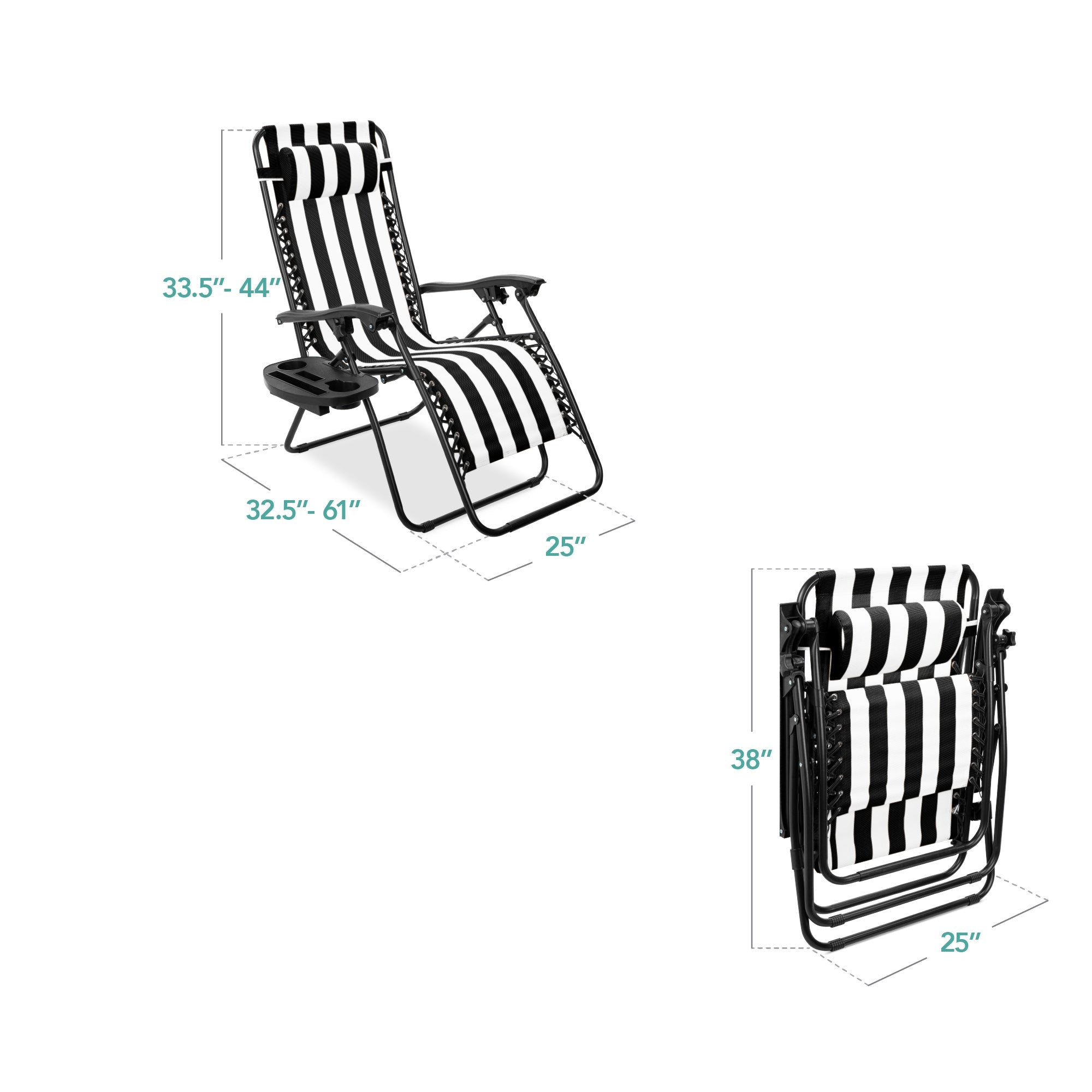 Zero Gravity Recliner Chairs - Set of 2 with Cup Holder Trays