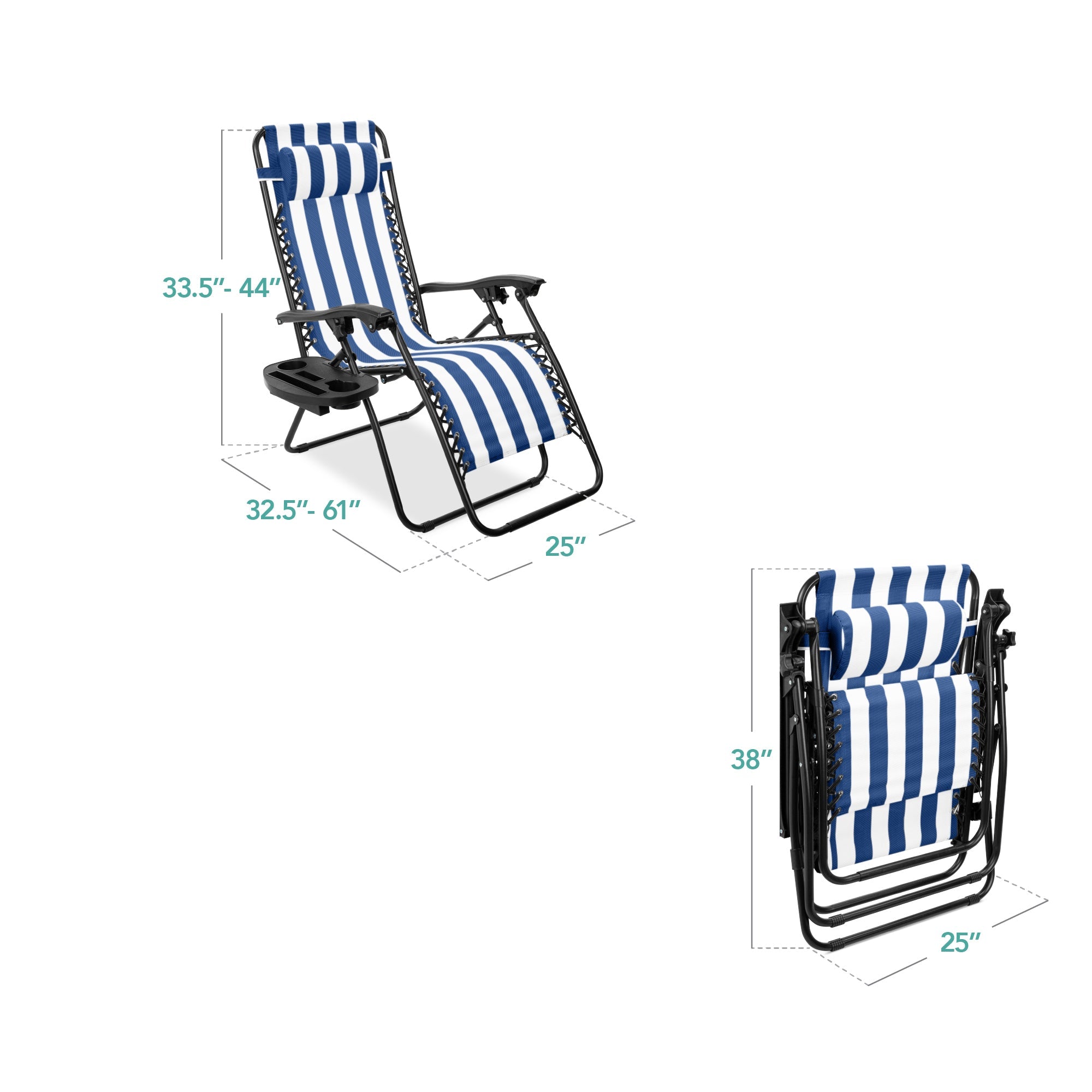 Zero Gravity Recliner Chairs - Set of 2 with Cup Holder Trays