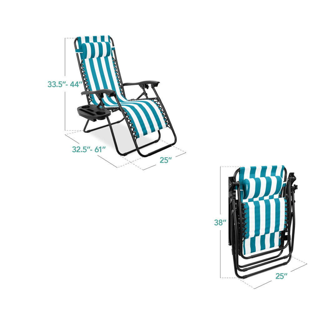 Zero Gravity Recliner Chairs - Set of 2 with Cup Holder Trays