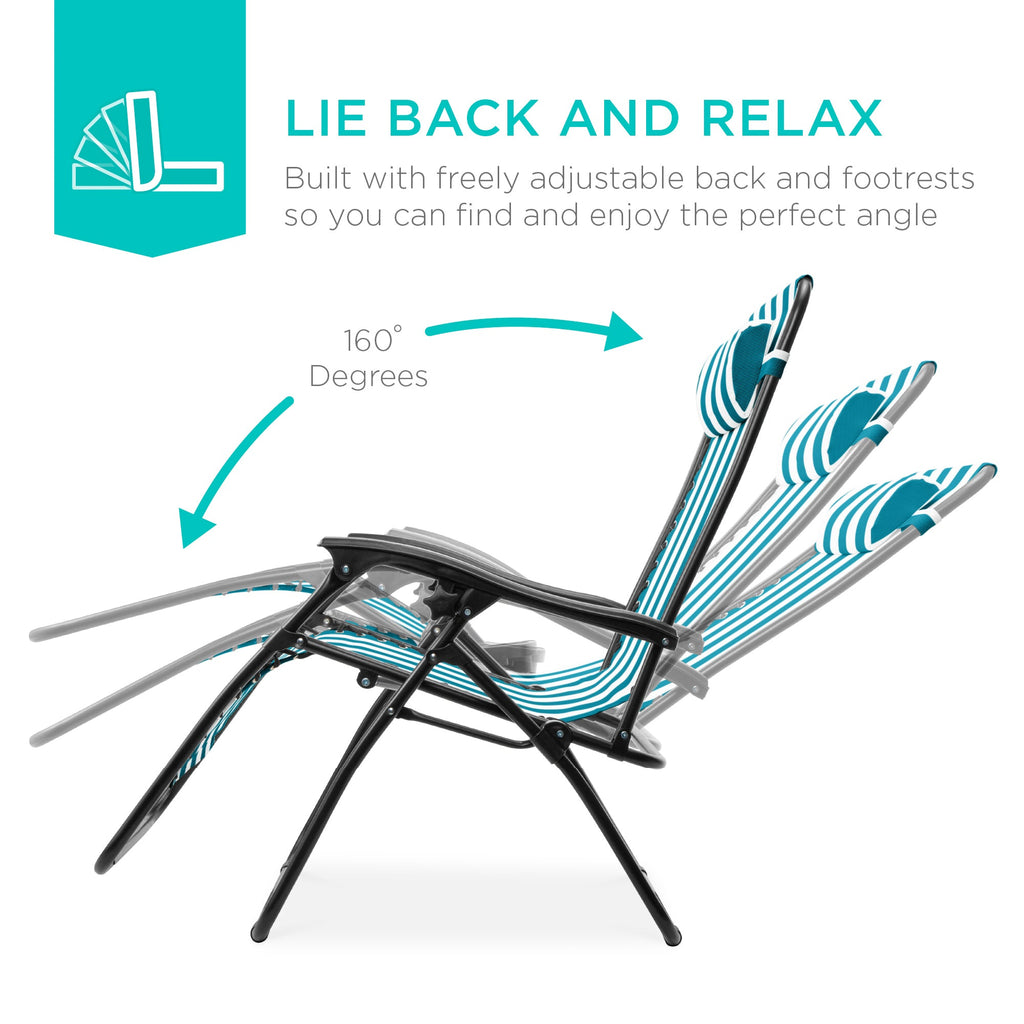 Zero Gravity Recliner Chairs - Set of 2 with Cup Holder Trays