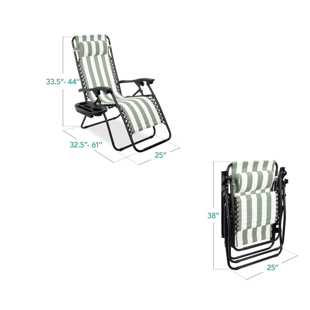 Zero Gravity Recliner Chairs - Set of 2 with Cup Holder Trays