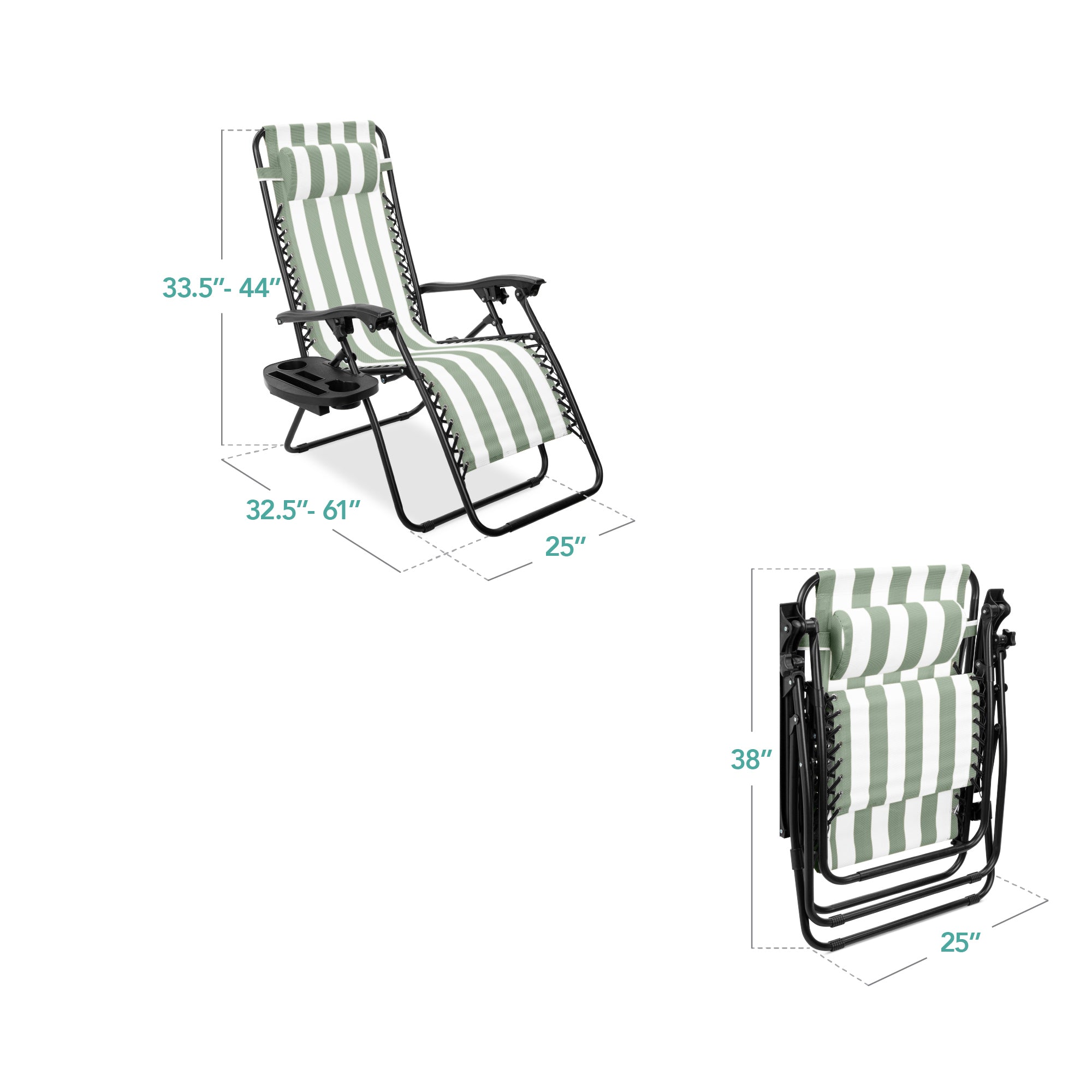 Zero Gravity Recliner Chairs - Set of 2 with Cup Holder Trays