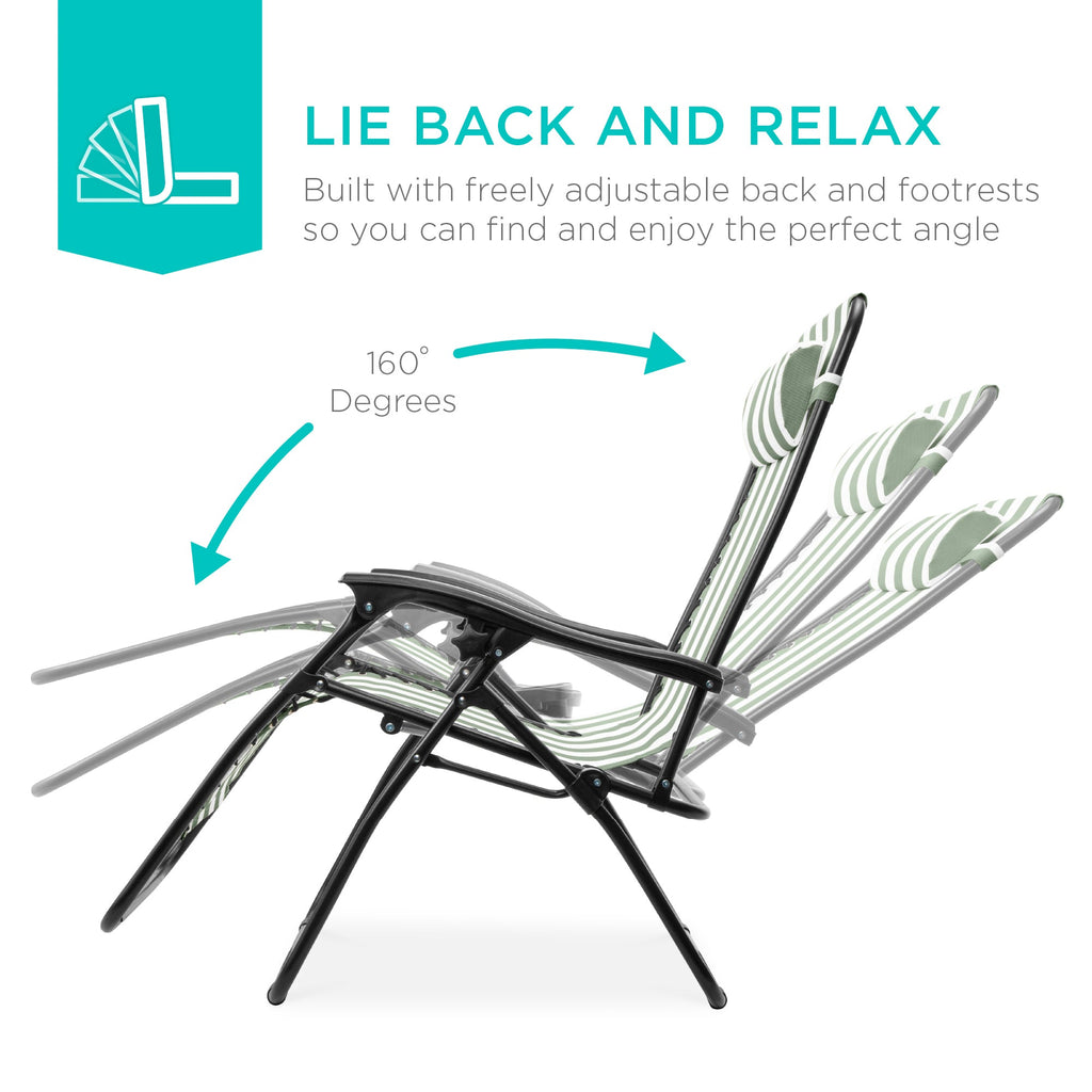 Zero Gravity Recliner Chairs - Set of 2 with Cup Holder Trays