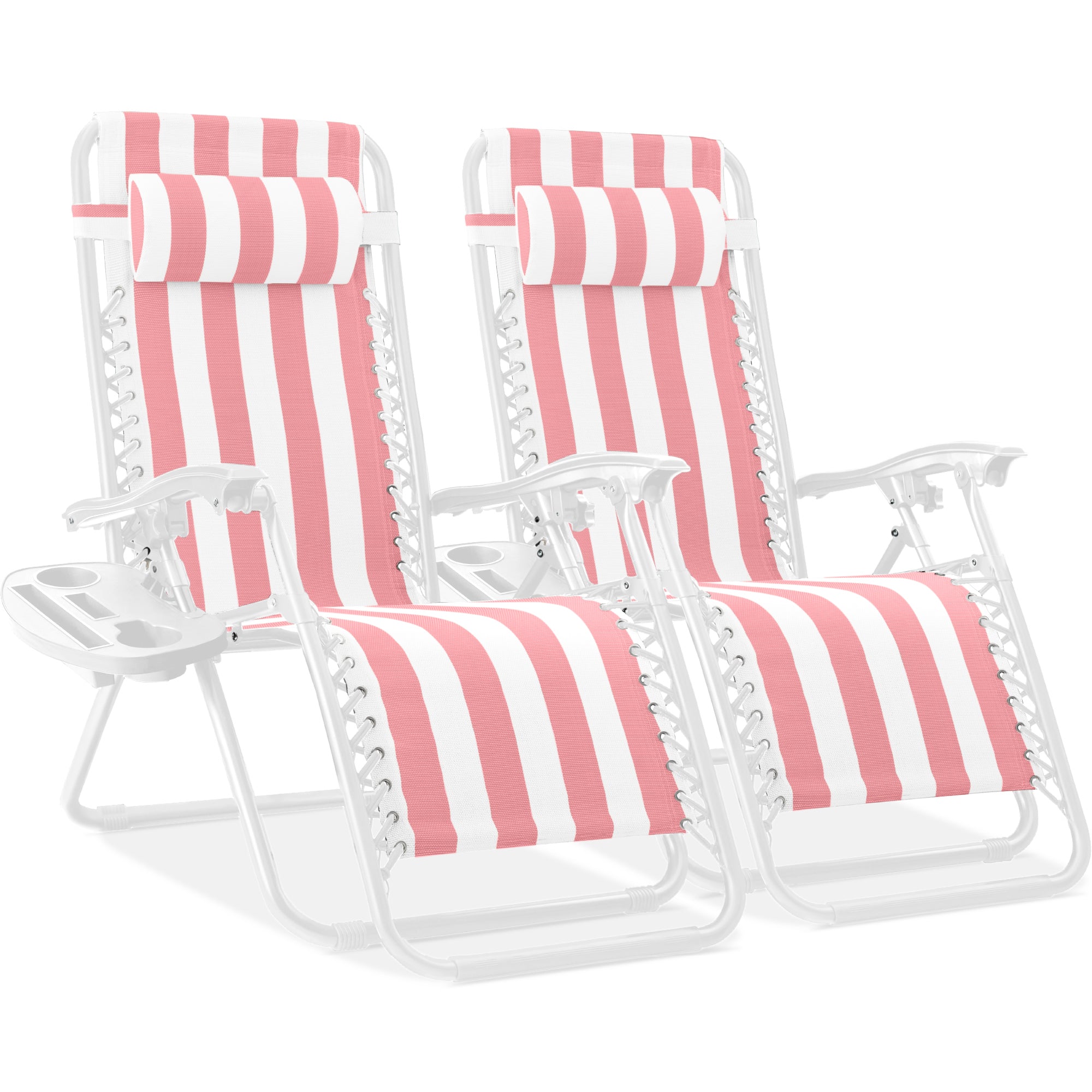 Pair of Adjustable Zero-Gravity Patio Recliners with Cup Holders