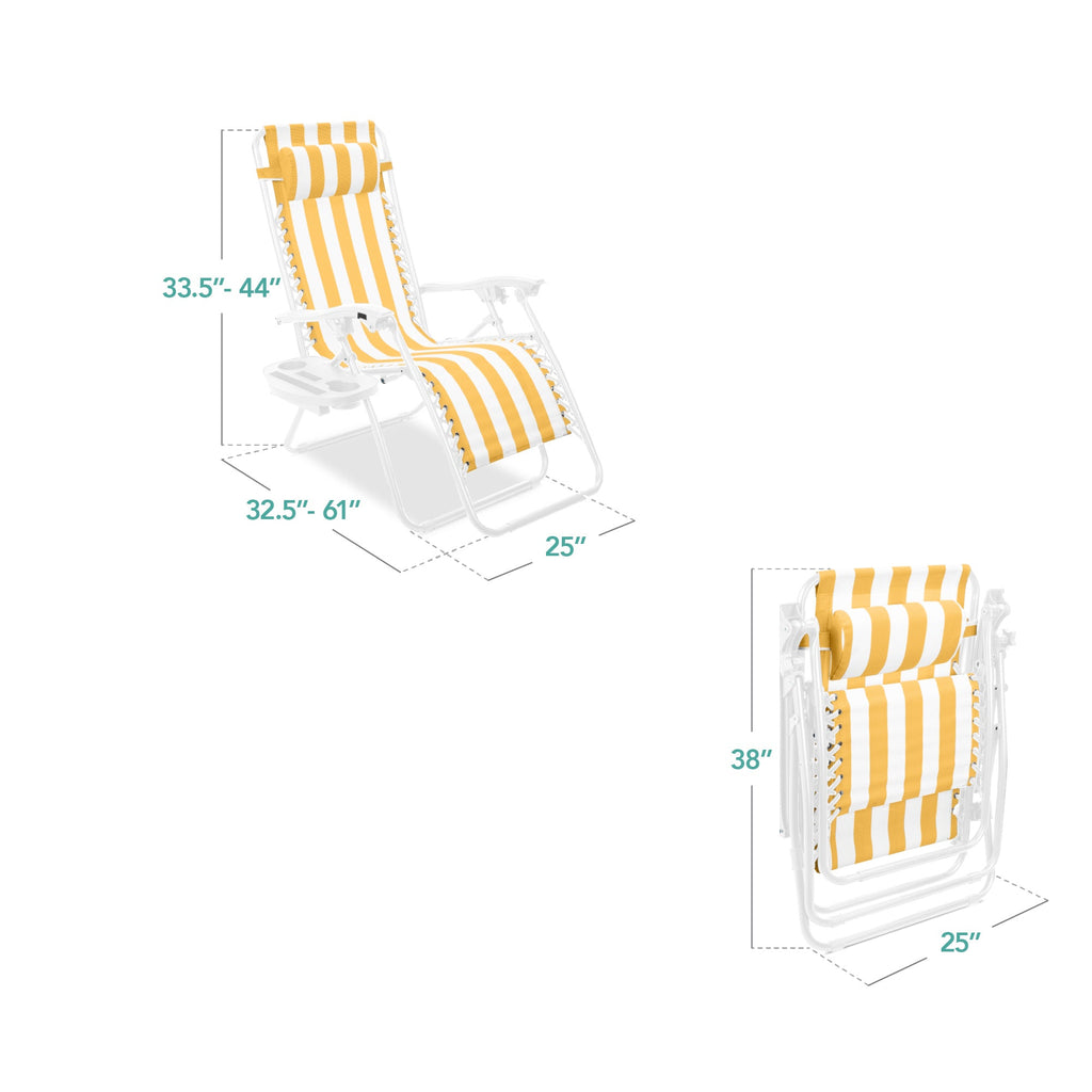 Zero Gravity Recliner Chairs - Set of 2 with Cup Holder Trays
