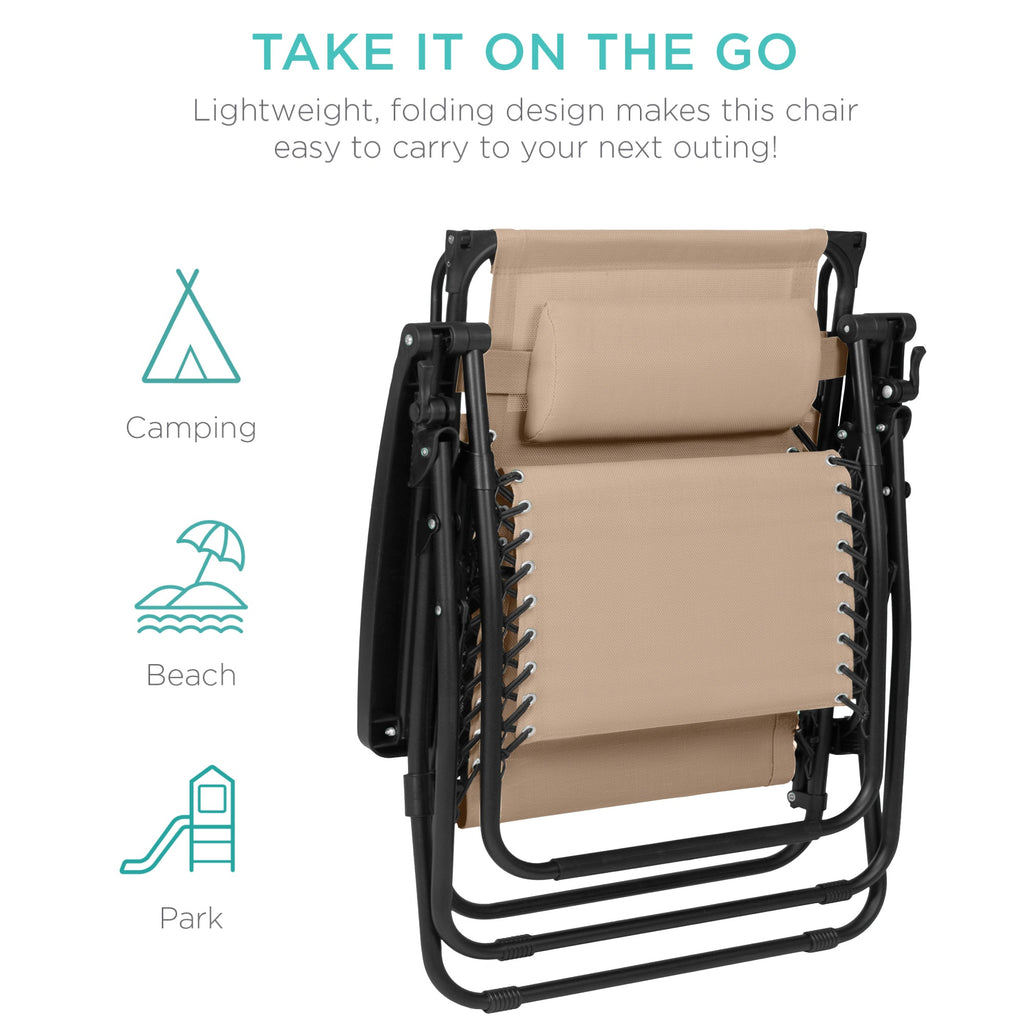 30-Inch Wide Folding Zero-Gravity Patio Lounge Chair with Adjustable Canopy Shade