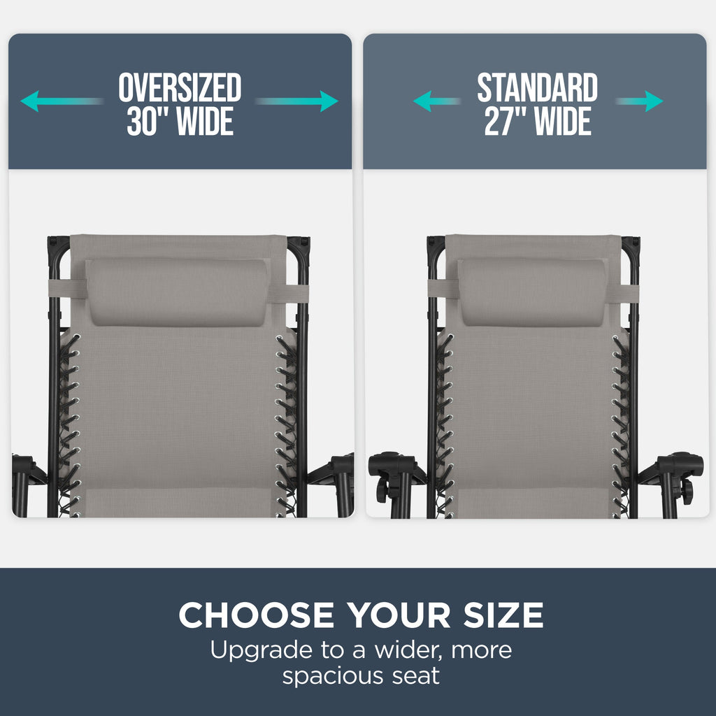 30-Inch Wide Folding Zero-Gravity Patio Lounge Chair with Adjustable Canopy Shade