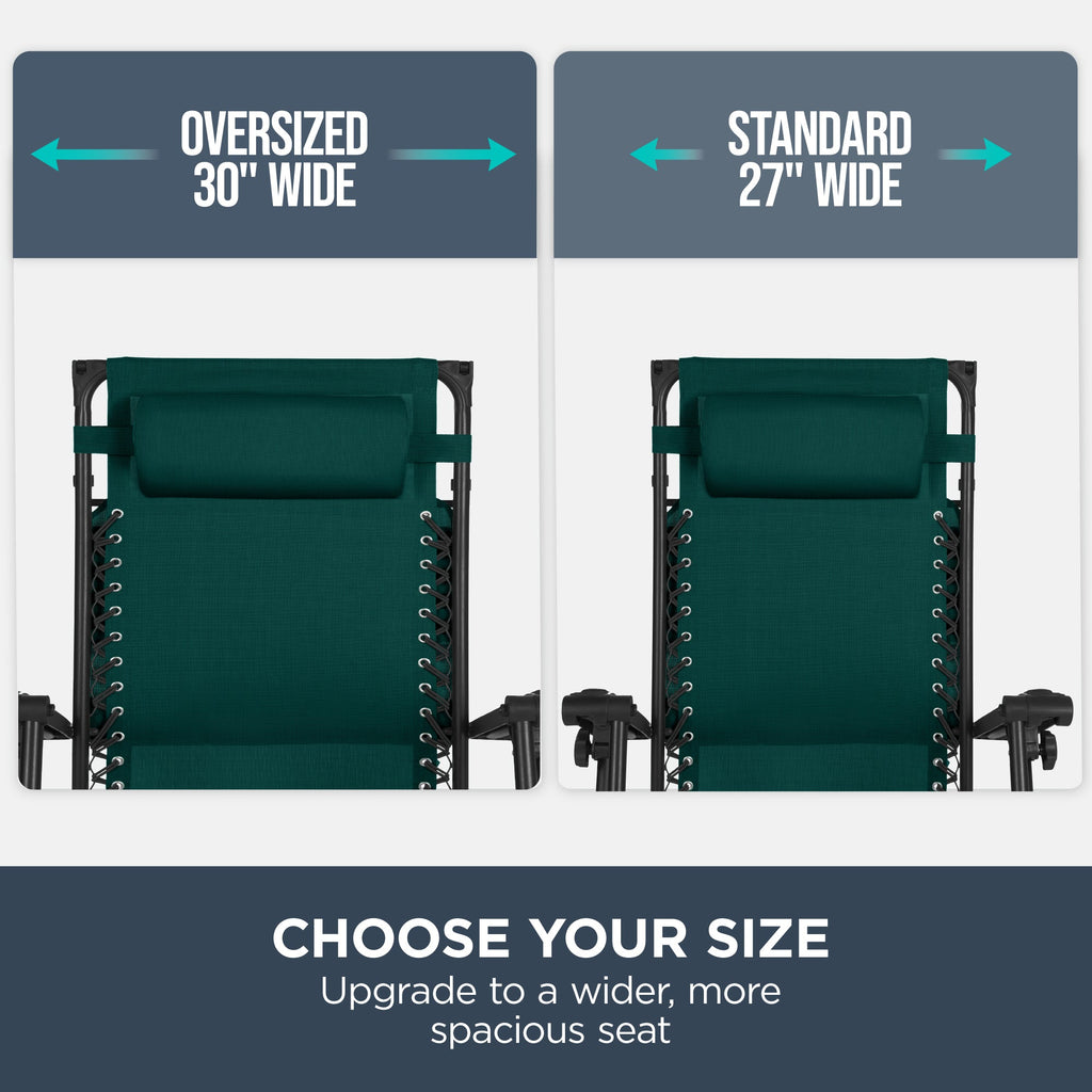 30-Inch Wide Folding Zero-Gravity Patio Lounge Chair with Adjustable Canopy Shade