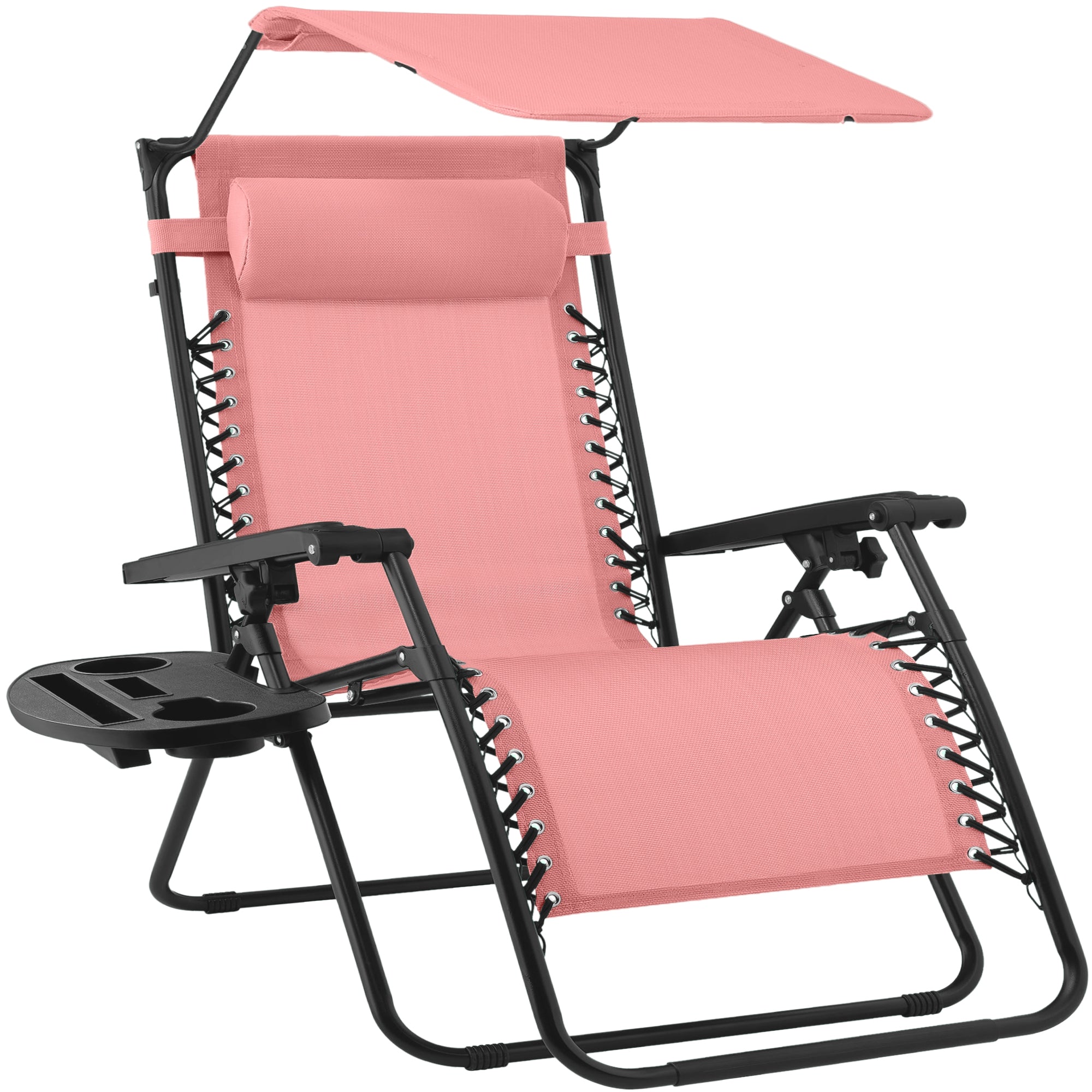 30-Inch Wide Folding Zero-Gravity Patio Lounge Chair with Adjustable Canopy Shade