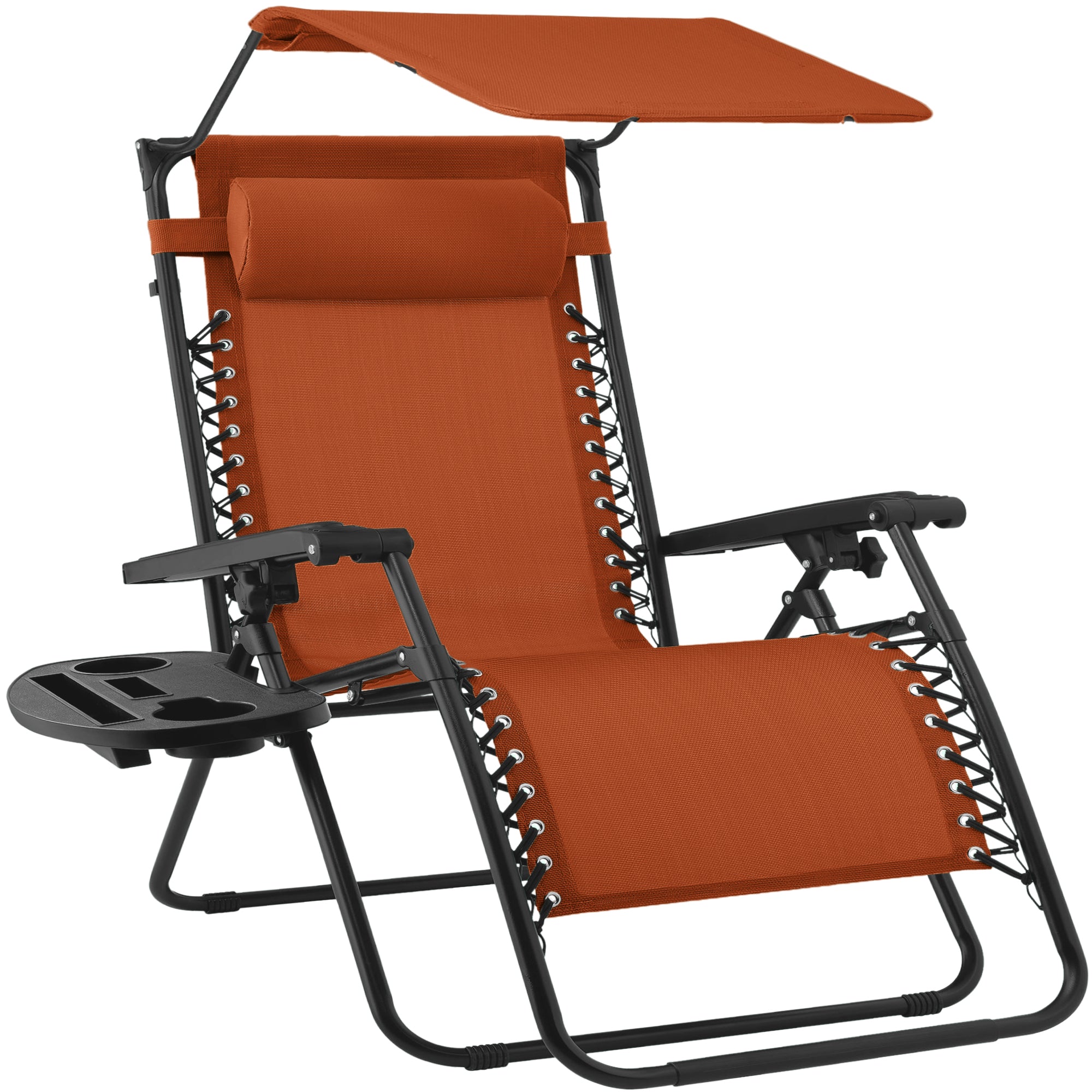 30-Inch Wide Folding Zero-Gravity Patio Lounge Chair with Adjustable Canopy Shade
