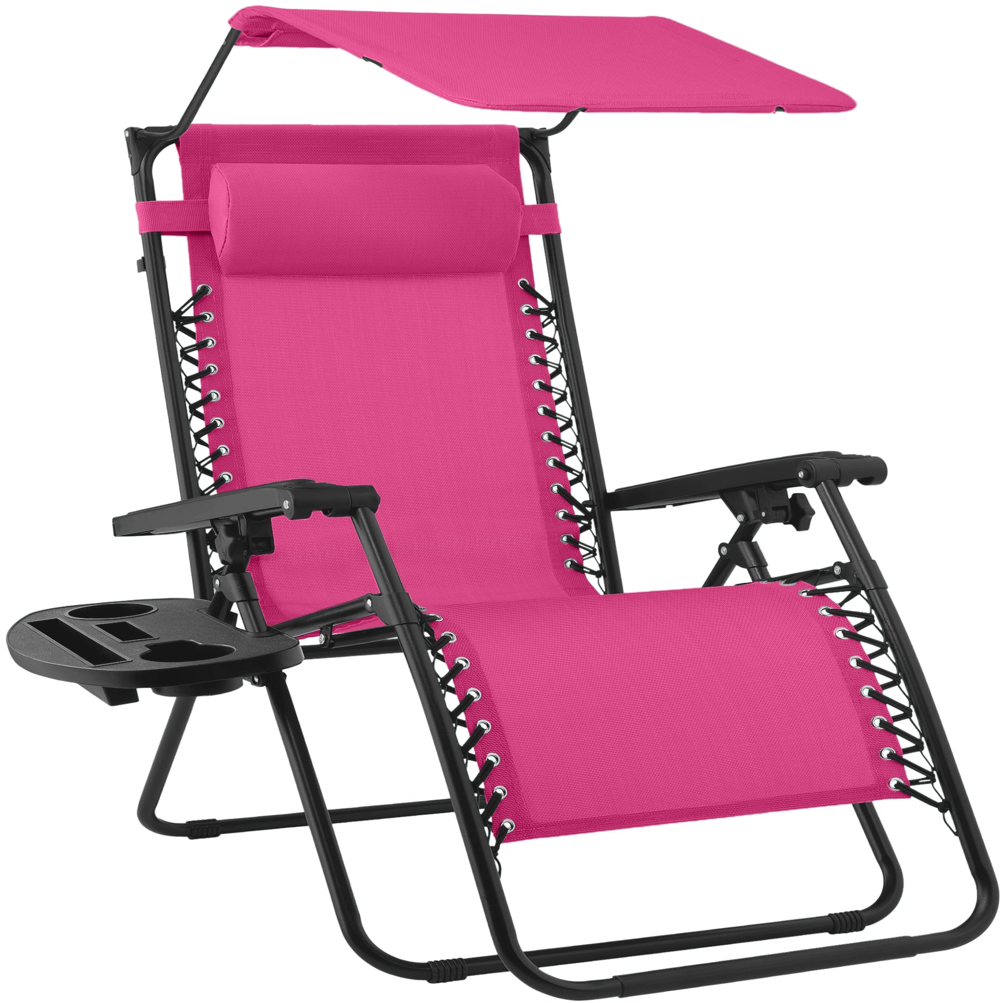 30-Inch Wide Folding Zero-Gravity Patio Lounge Chair with Adjustable Canopy Shade