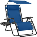 30-Inch Wide Folding Zero-Gravity Patio Lounge Chair with Adjustable Canopy Shade