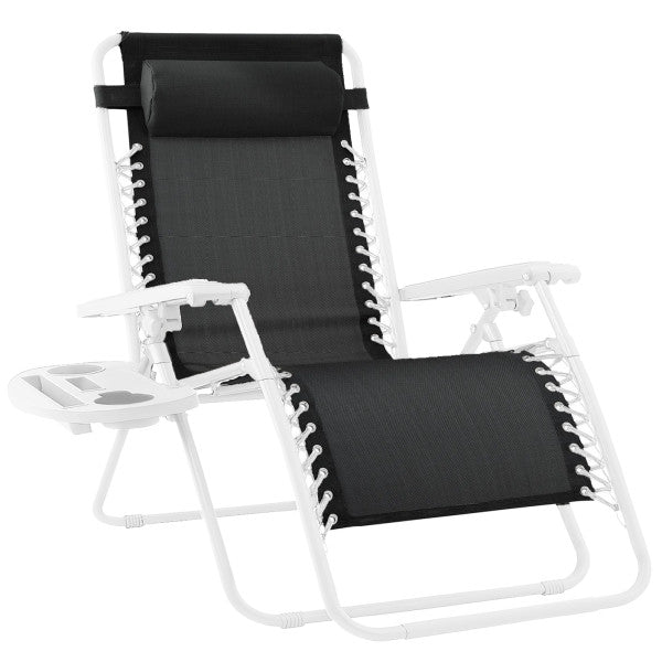 Pair of Adjustable Zero-Gravity Patio Recliners with Cup Holders