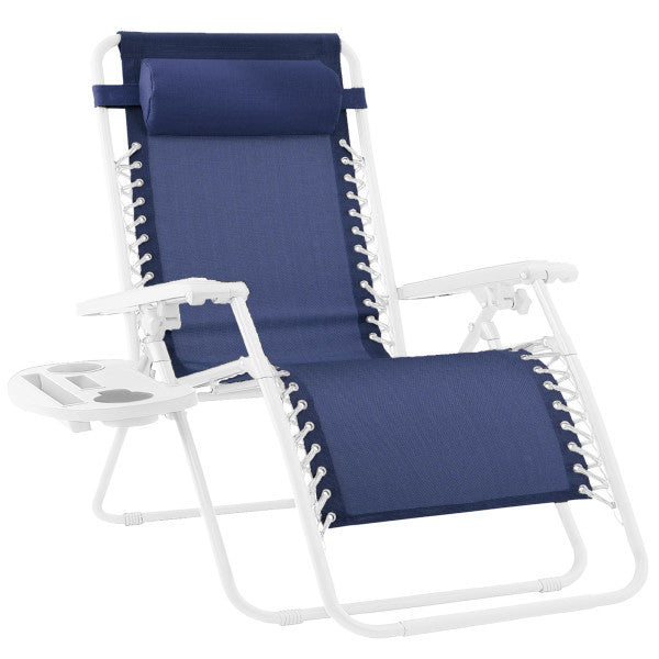 Pair of Adjustable Zero-Gravity Patio Recliners with Cup Holders