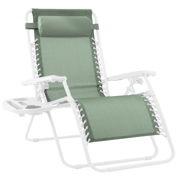Pair of Adjustable Zero-Gravity Patio Recliners with Cup Holders