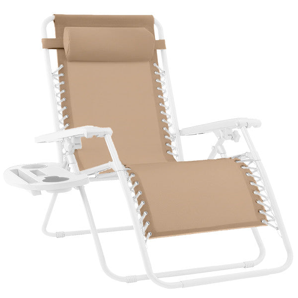 Pair of Adjustable Zero-Gravity Patio Recliners with Cup Holders