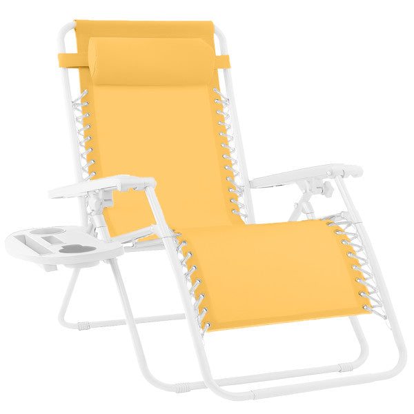 Pair of Adjustable Zero-Gravity Patio Recliners with Cup Holders