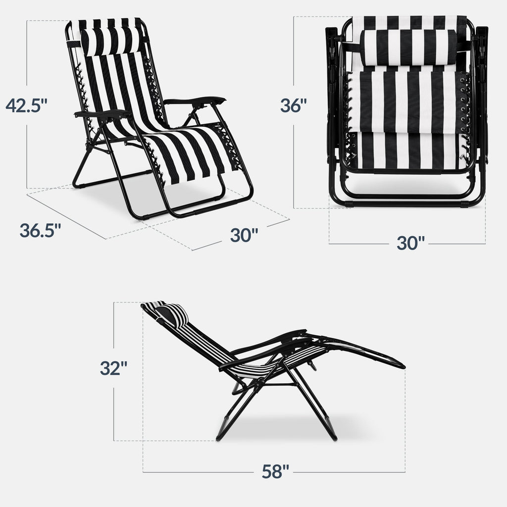 Two-Pack Ultra-Wide Adjustable Zero-Gravity Patio Recliners