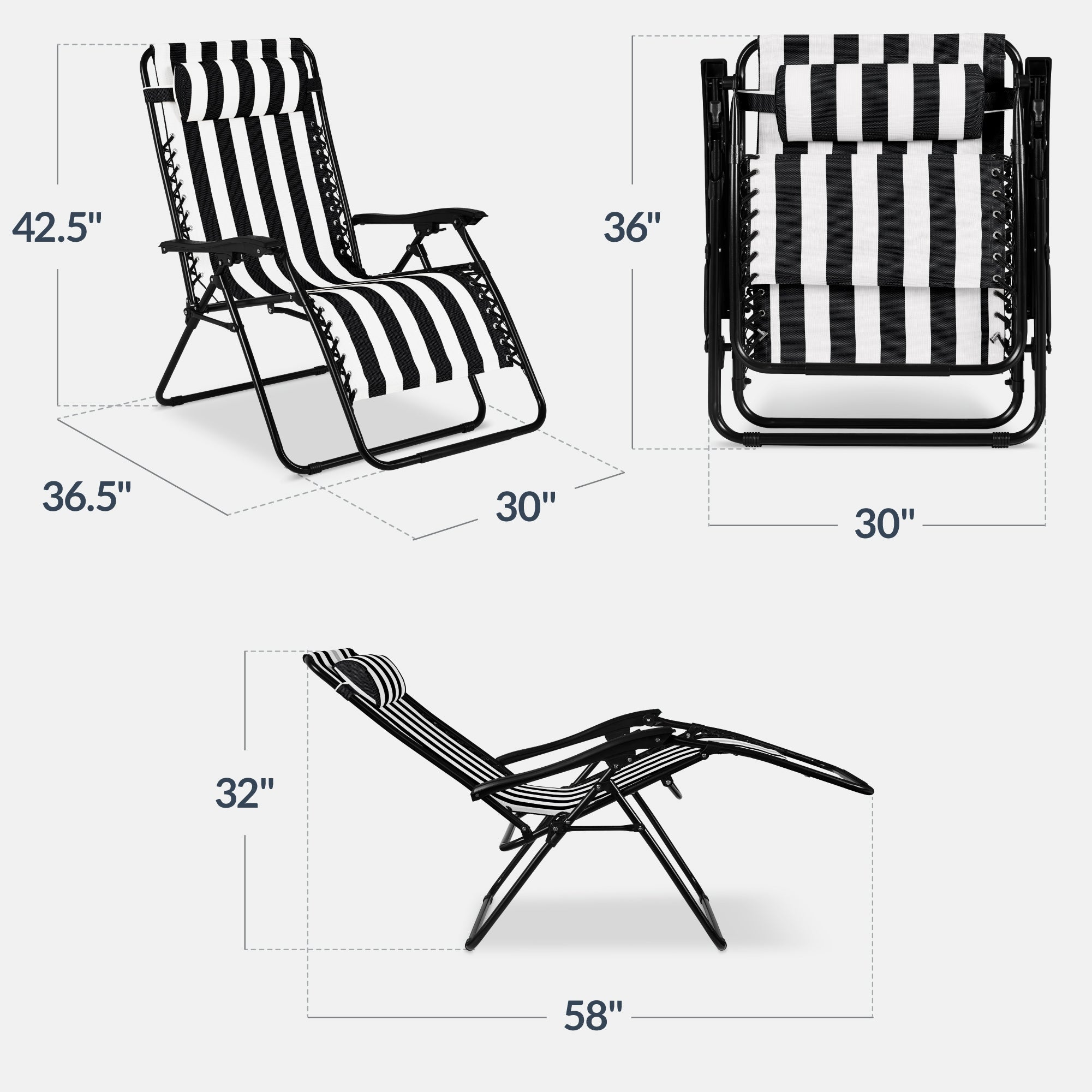 Two-Pack Ultra-Wide Adjustable Zero-Gravity Patio Recliners